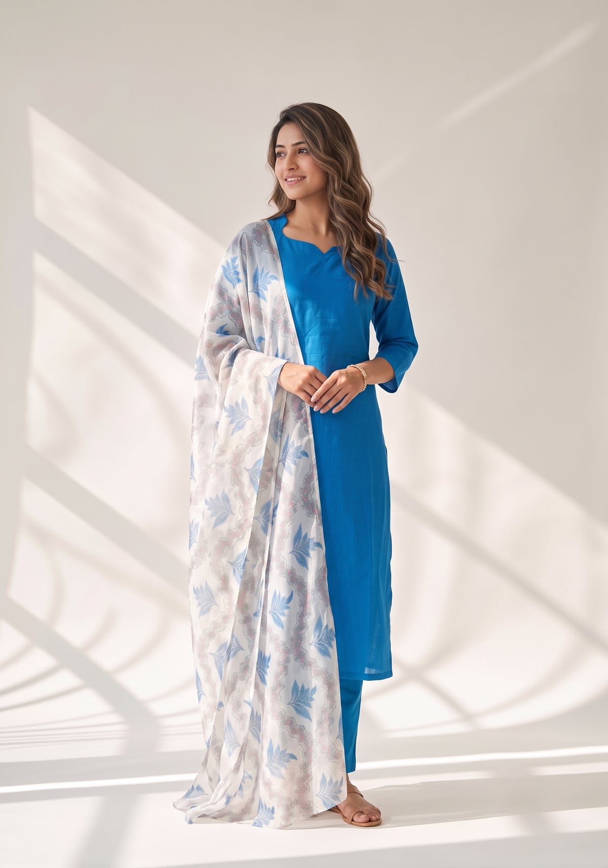 Neeisha Solid 2 Piece Raw Silk Blend Kurta with Dupatta