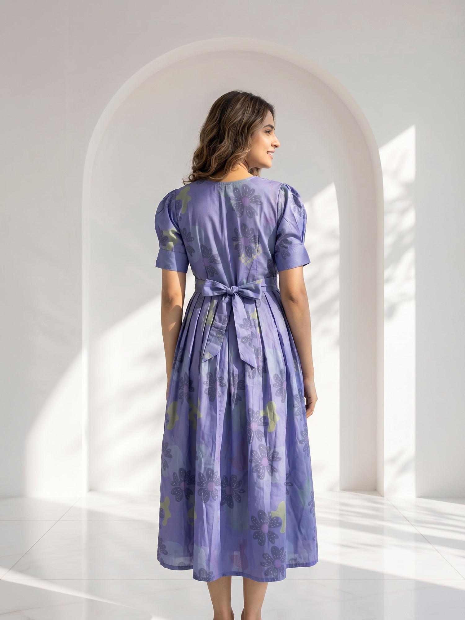 Skyshade Floral Blue printed Maternity and Feeding Maxi Outfit