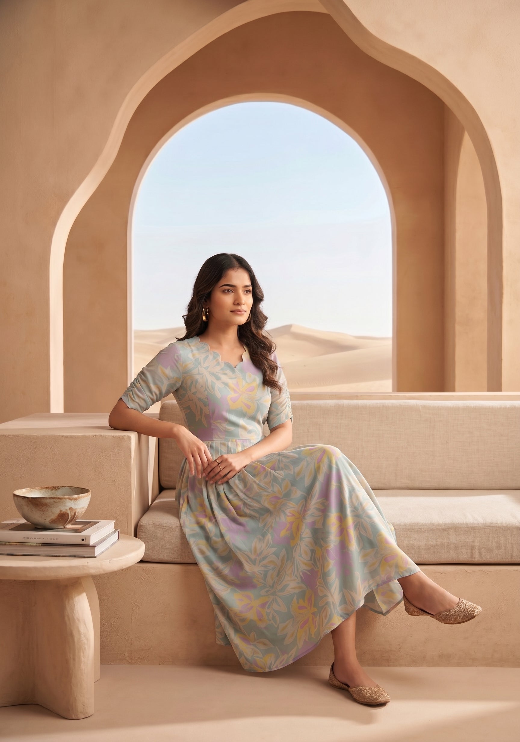 Blue Misty Blue Printed Maternity and Feeding Maxi Outfit
