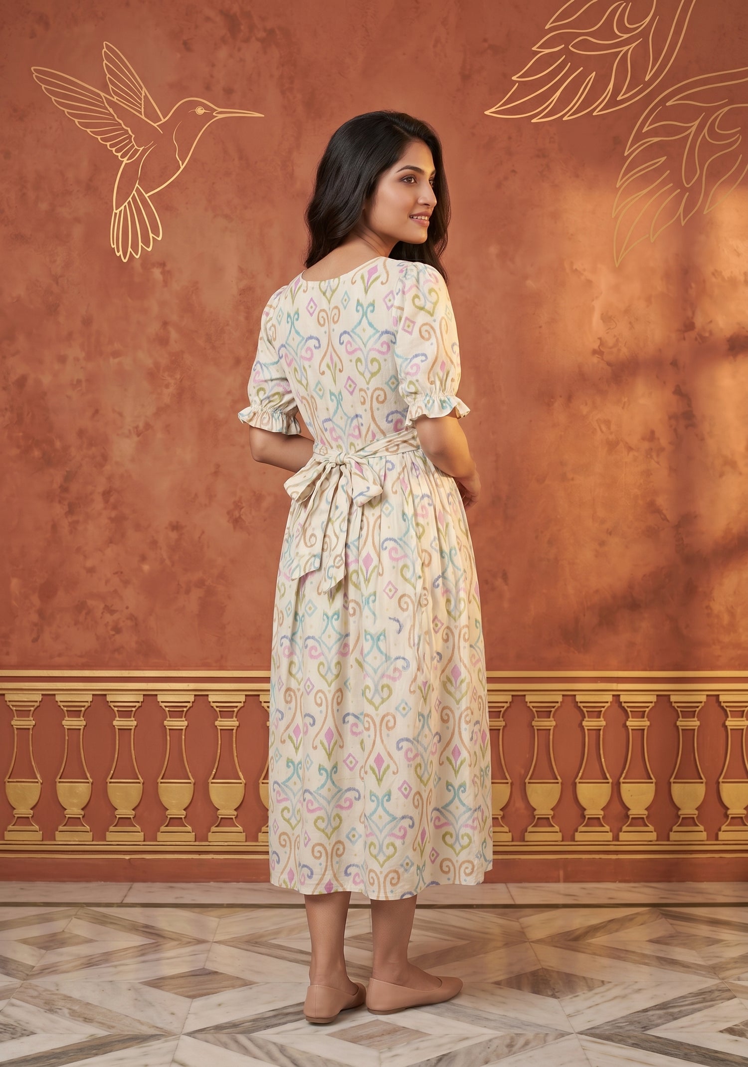 Fantasy Swirl Off White Printed Maternity and Feding Maxi Outfit