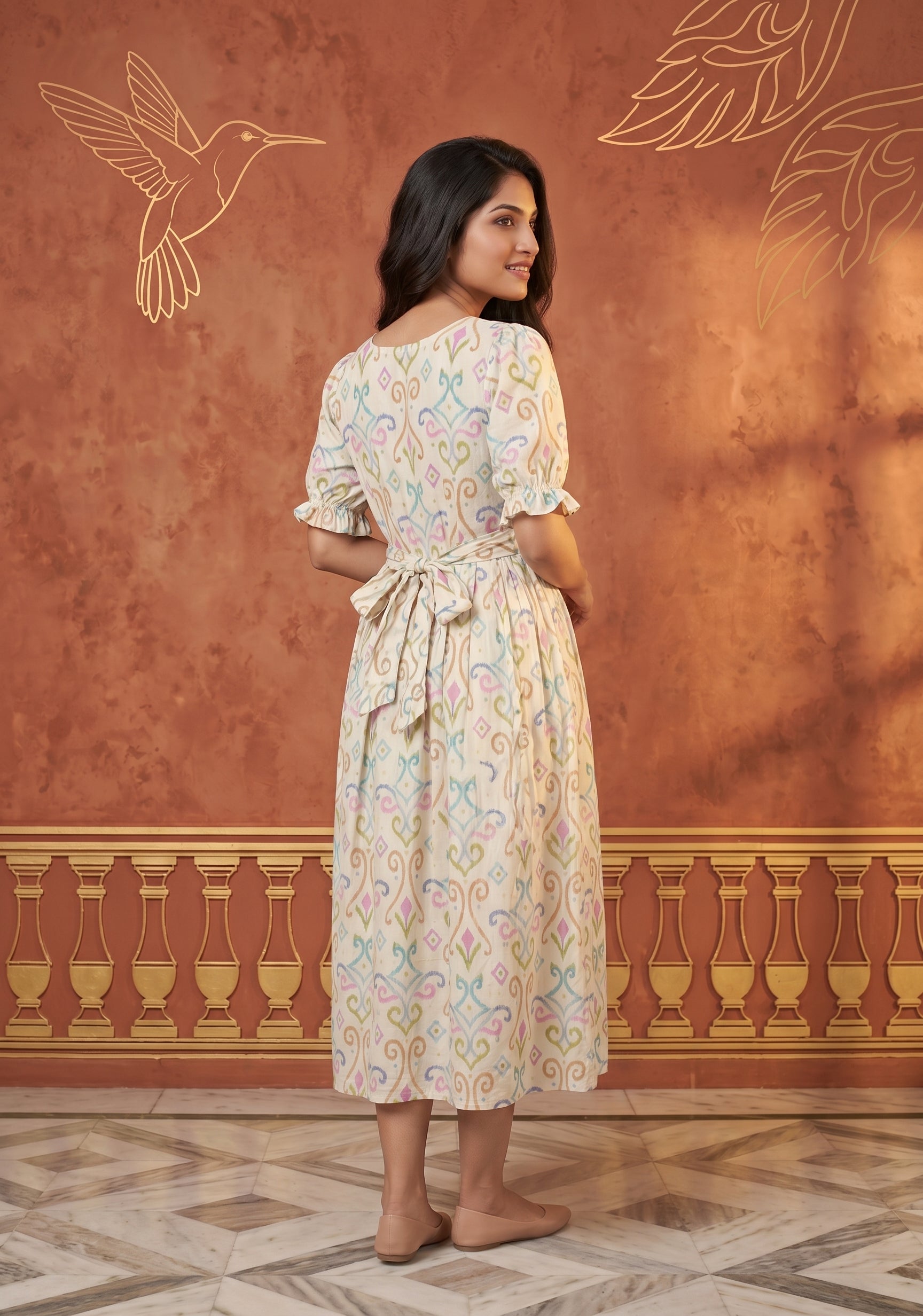 Fantasy Swirl Off White Printed Maternity and Feding Maxi Outfit