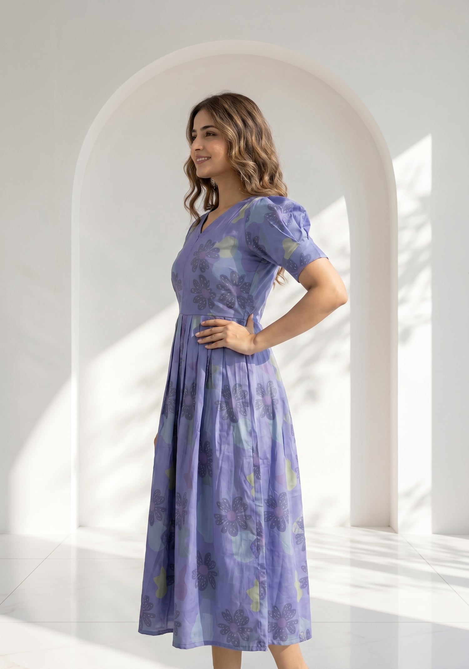 Skyshade Floral Blue printed Maternity and Feeding Maxi Outfit