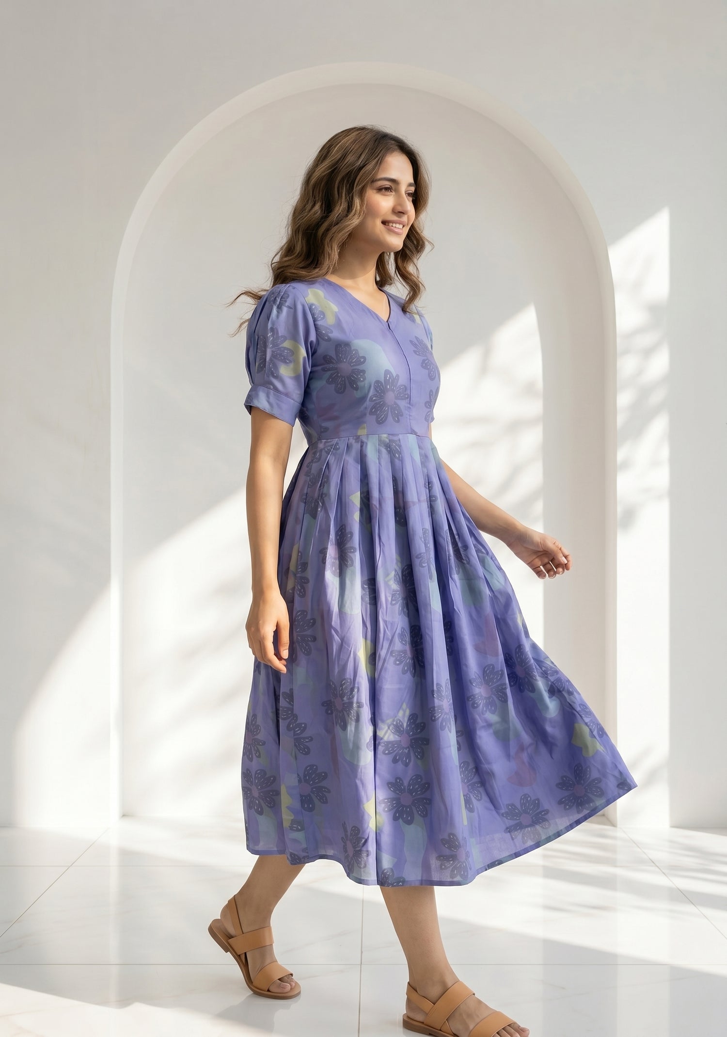 Skyshade Floral Blue printed Maternity and Feeding Maxi Outfit