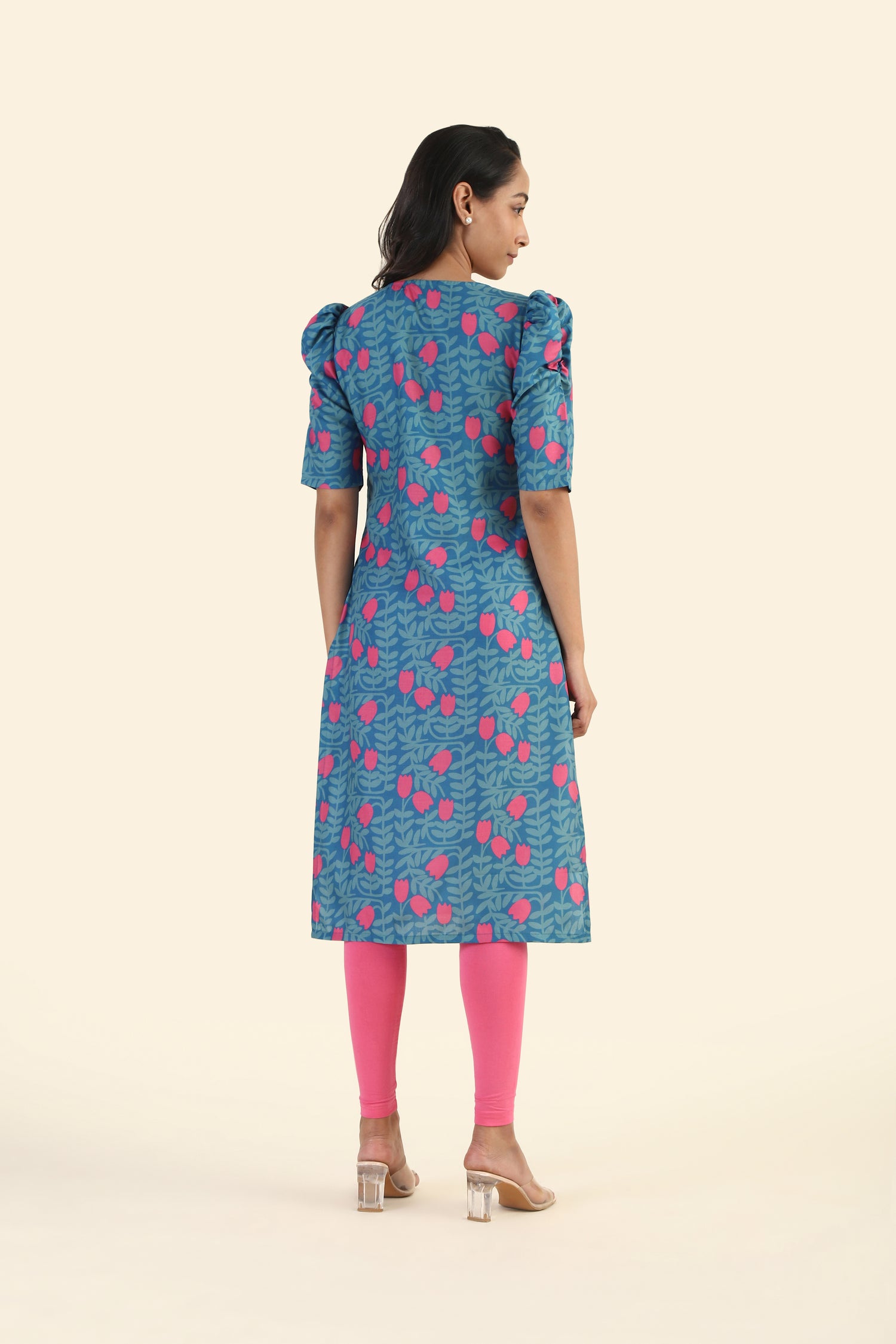 Dusky Blue Tulip Twilight Printed Viscose Kurta