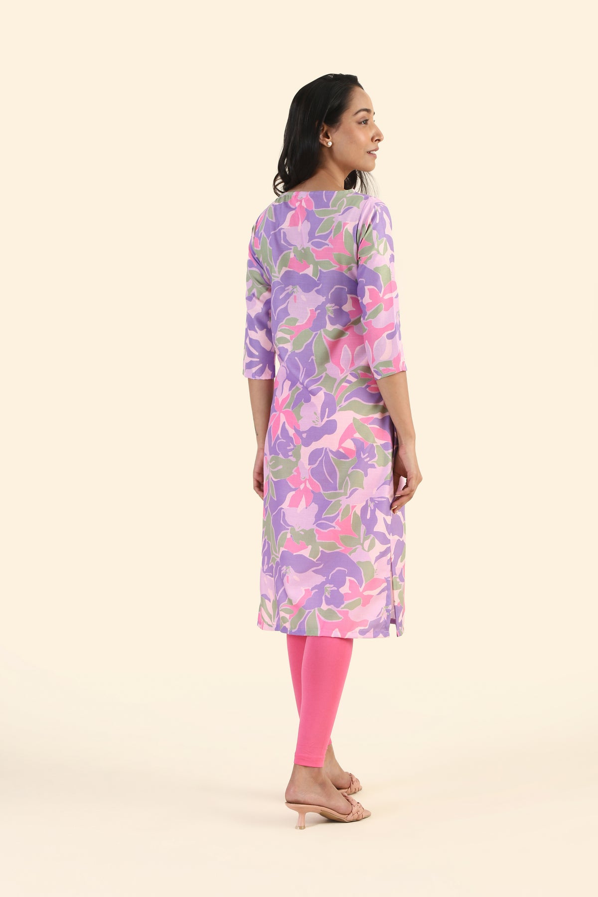 Lavender Botanic Blush Printed Viscose Kurta