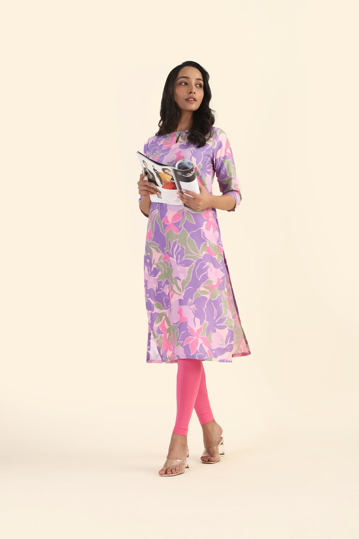 Lavender Botanic Blush Printed Viscose Kurta