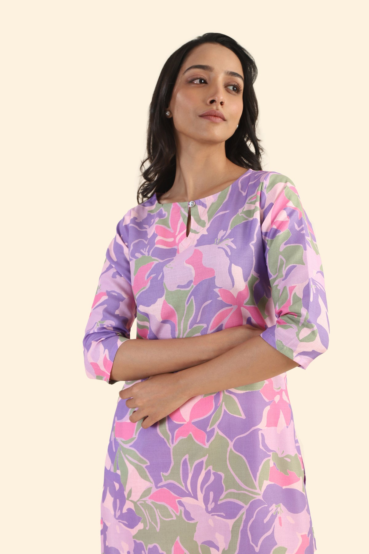Lavender Botanic Blush Printed Viscose Kurta