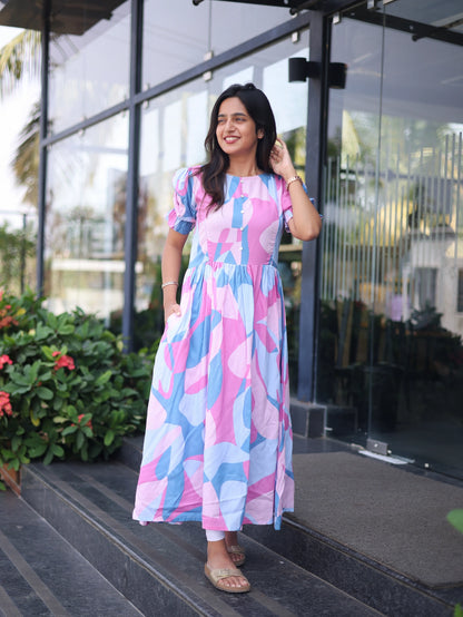 The floral edit multicolor printed maternity wear and feeding dress