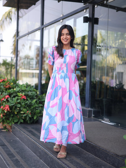 The floral edit multicolor printed maternity wear and feeding dress