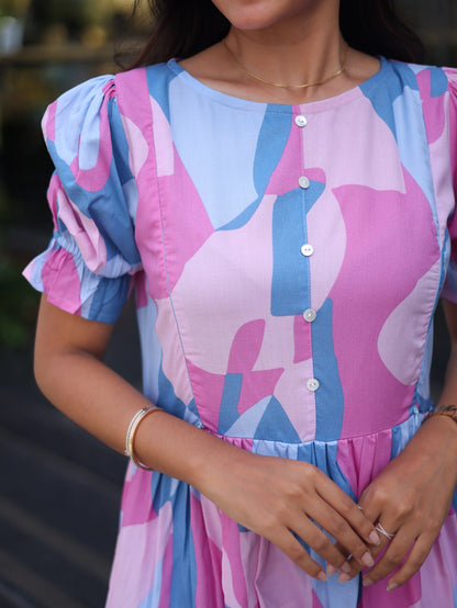 The floral edit multicolor printed maternity wear and feeding dress