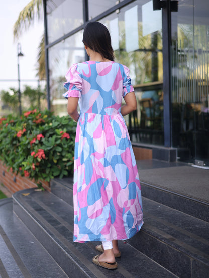 The floral edit multicolor printed maternity wear and feeding dress