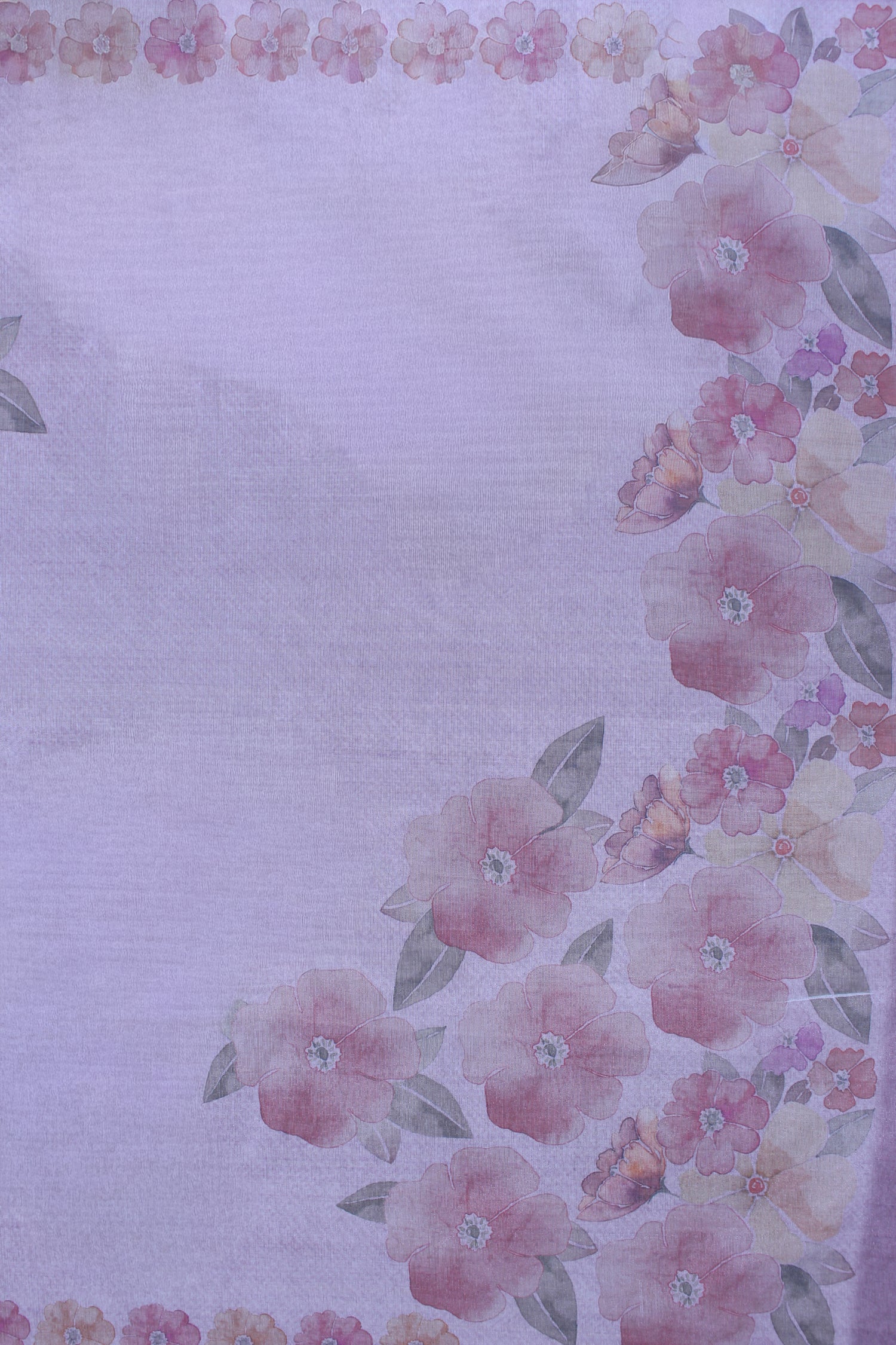 Lavender Blossom Hand Embroidery Unstitched Silver Browie Arca Daman Fabric