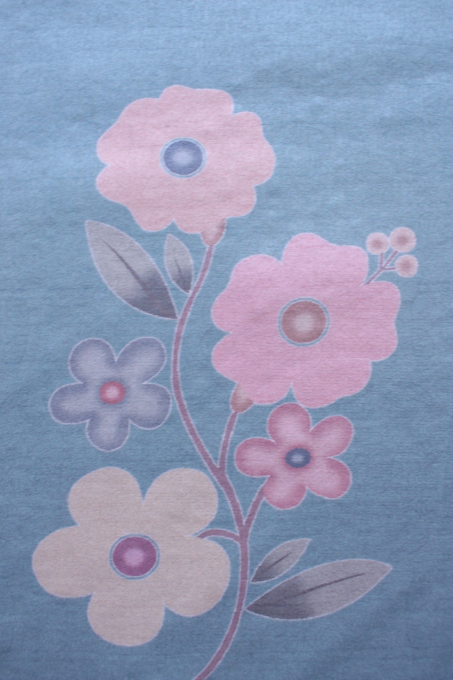 Teal Tussar Sequence Daman Floral Motif Unstitched Fabric
