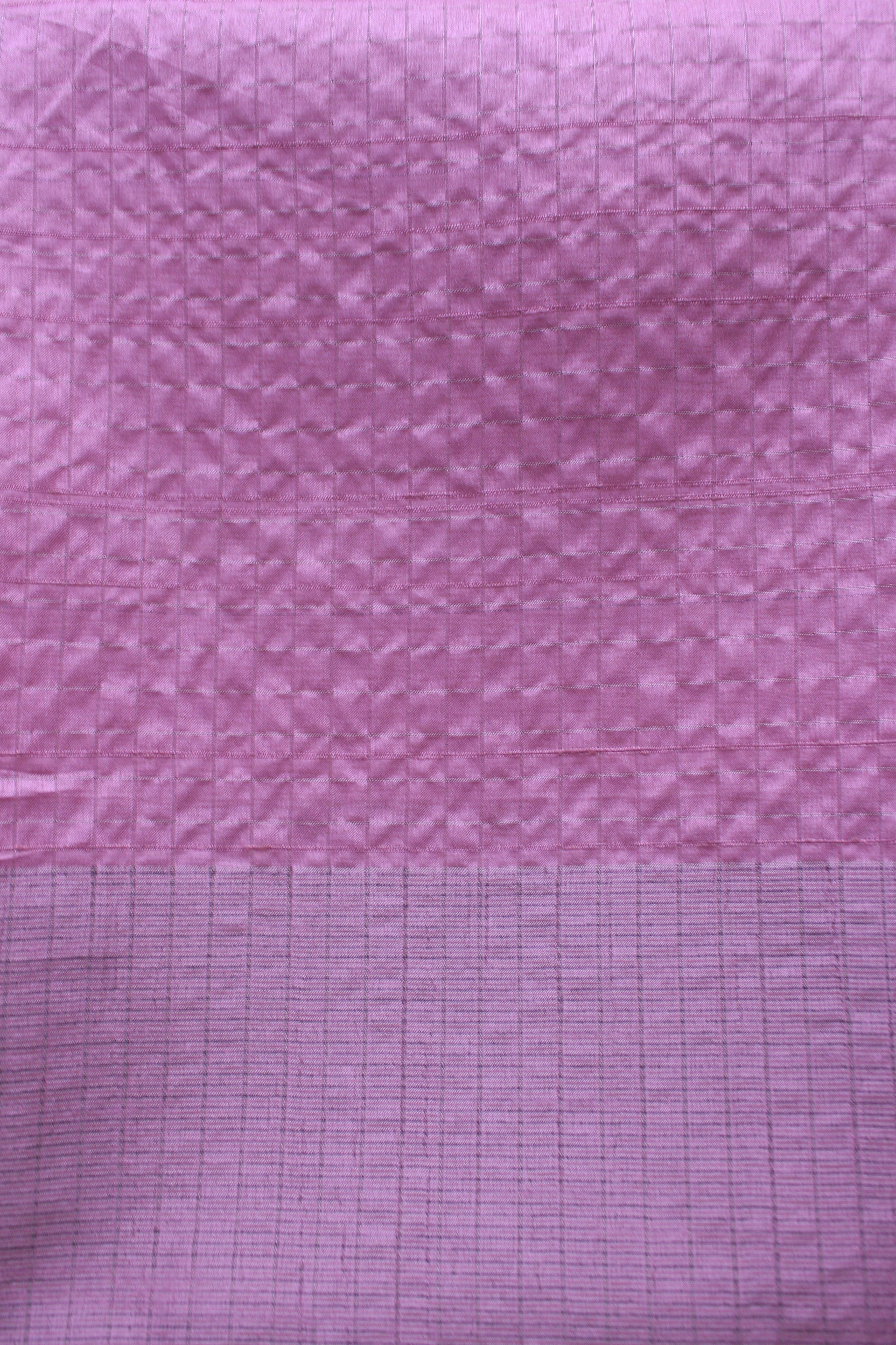 Pastel Pink Satin Daman Check Floral Accent Unstitched Fabric