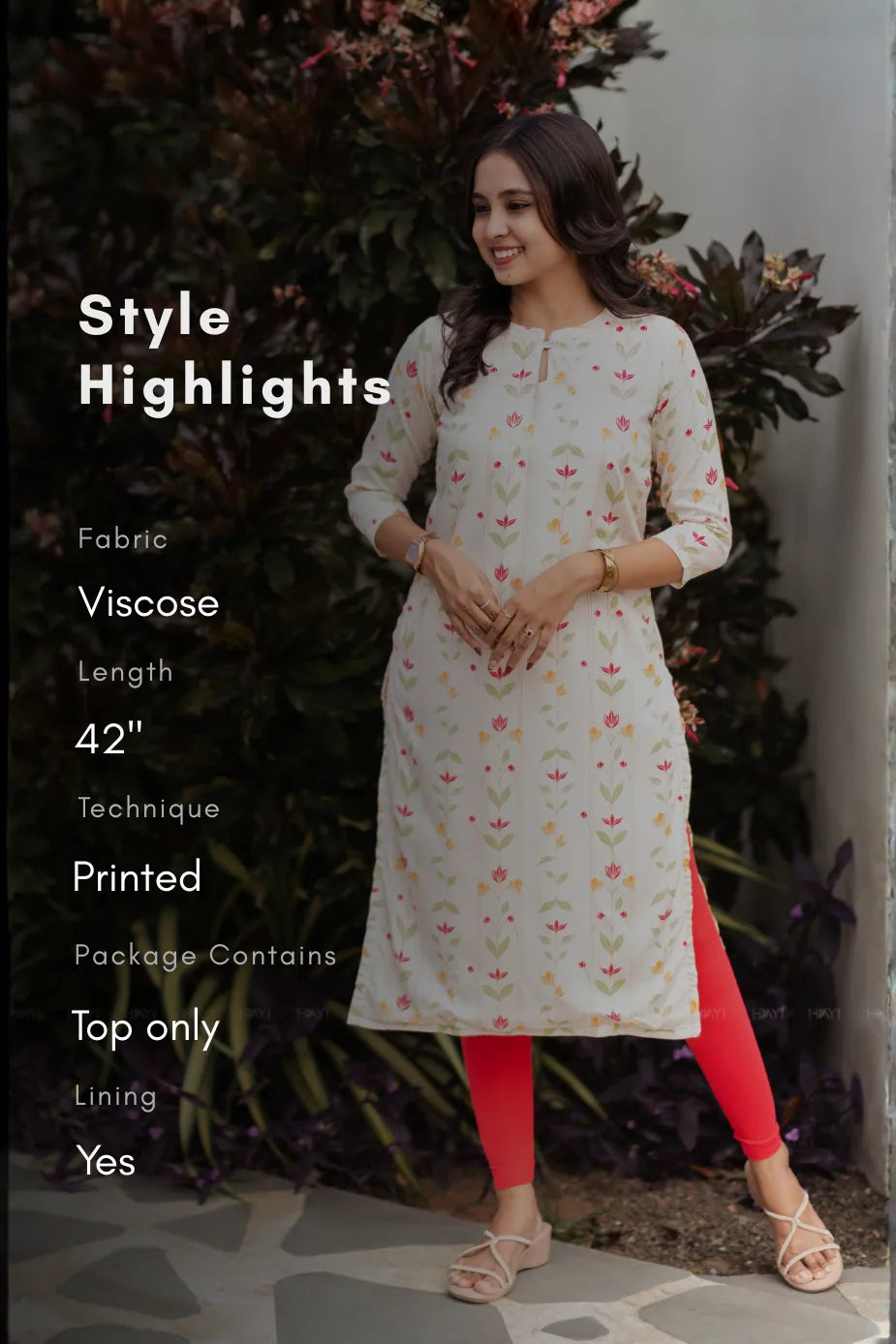 Petal Poetry Off-White Printed Viscose Basic Kurta