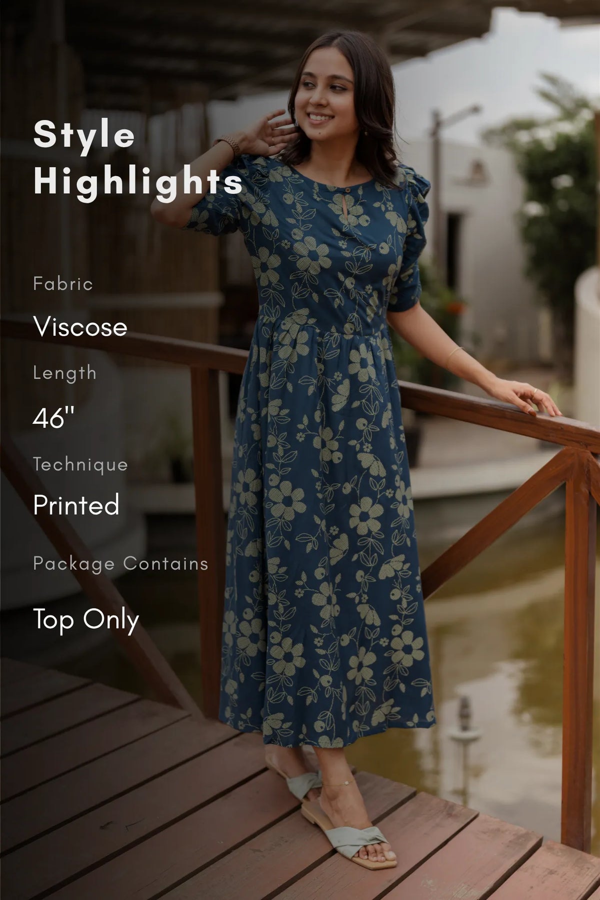 Sage Meadow Floral Printed Umbrella Outfit