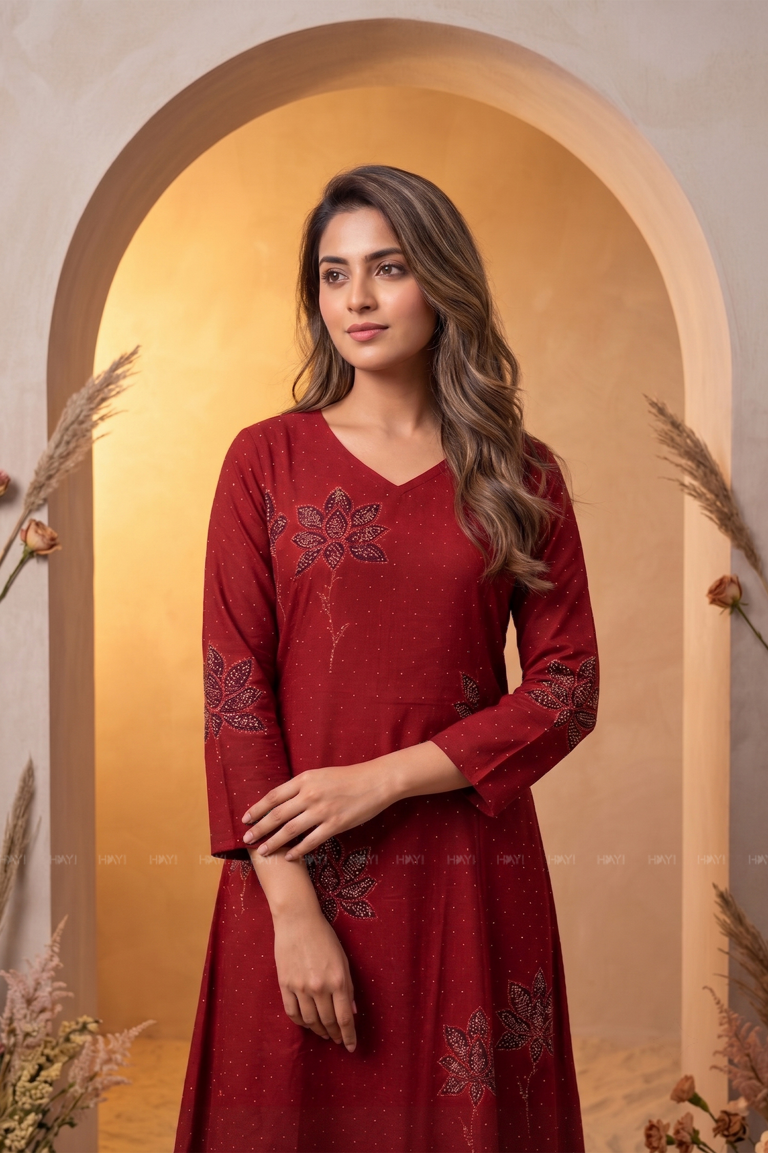 Saffron Petals Red Printed Co-ords