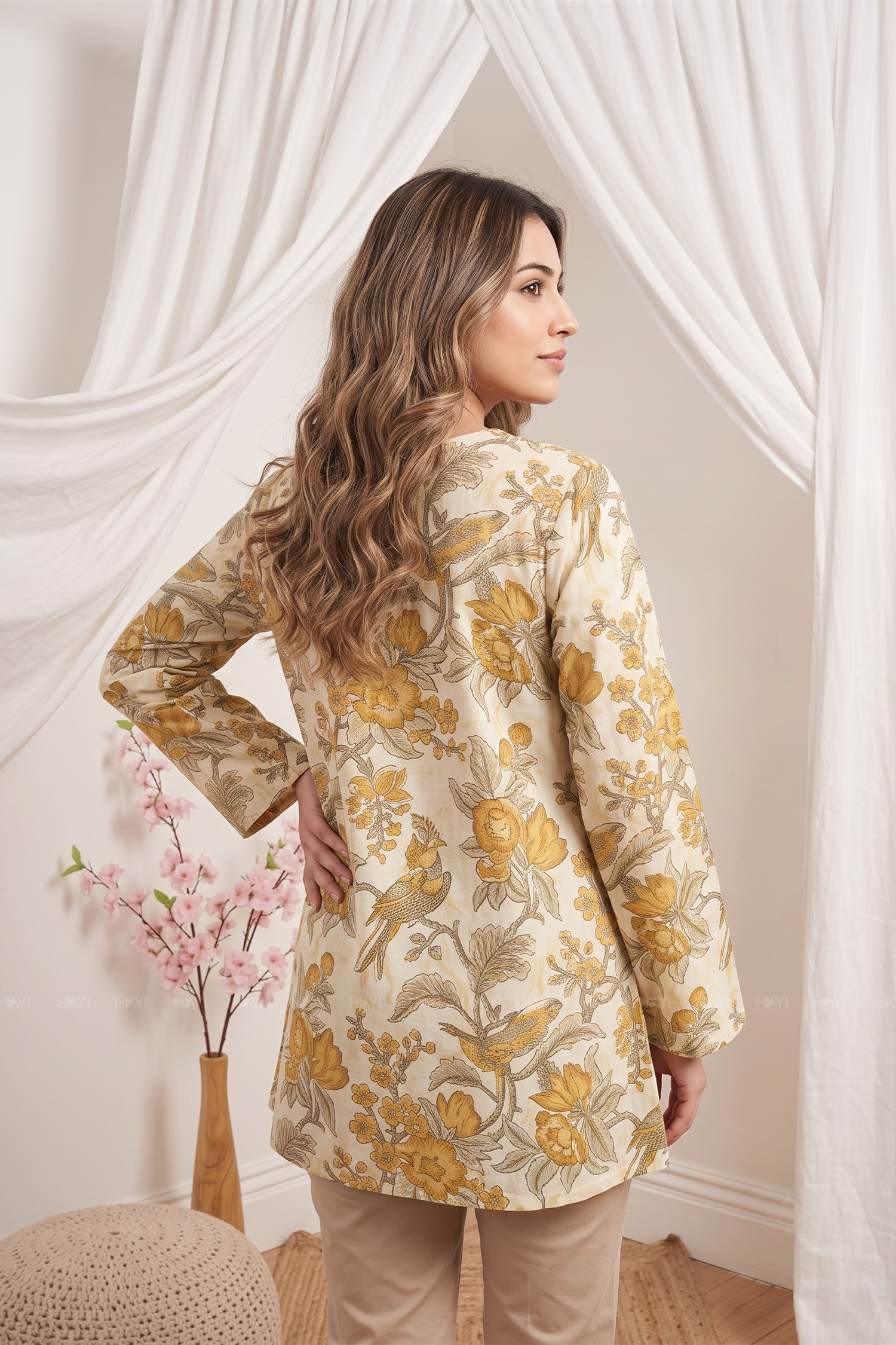 Sage Bloom Printed Short Kurta
