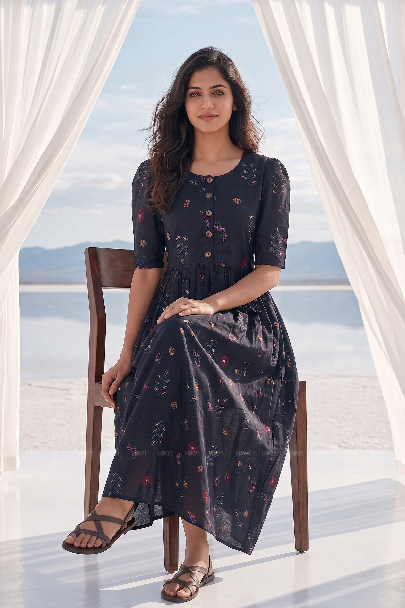 Autumn Muse Floral Charm Maternity and Feeding Maxi Dress