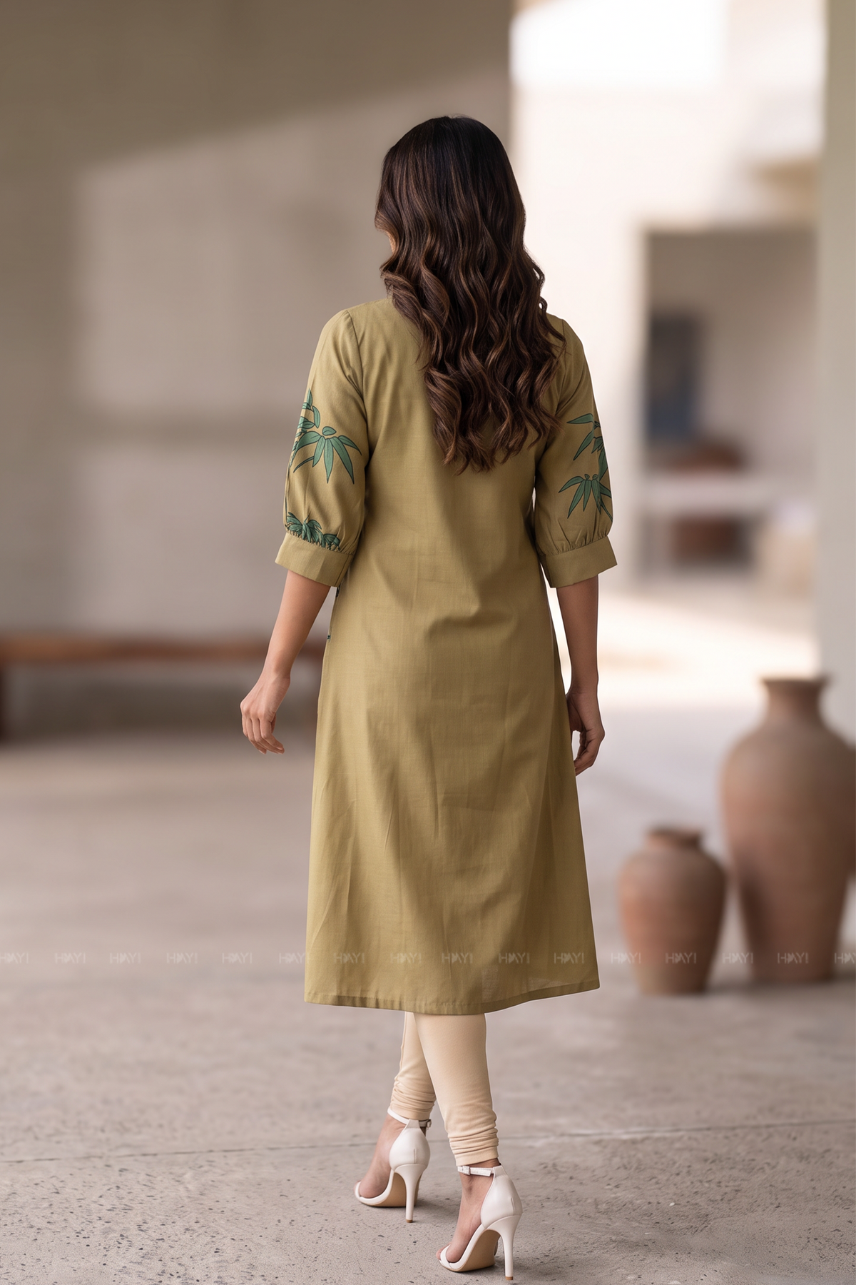 Peony Grace  V-Neck Printed A-Line Outfit