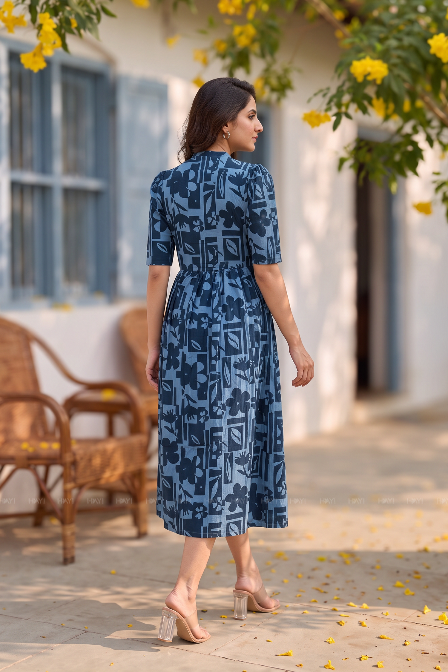 Teal Floral Mosaic Printed Maternity and Feeding Maxi Dress