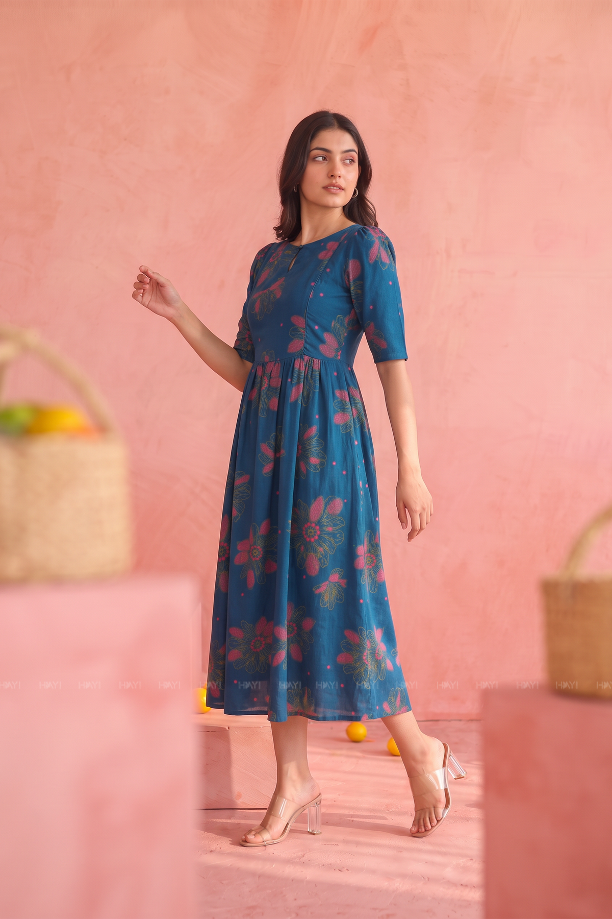 Bloom Tide Teal Floral Printed Maternity Maxi Dress