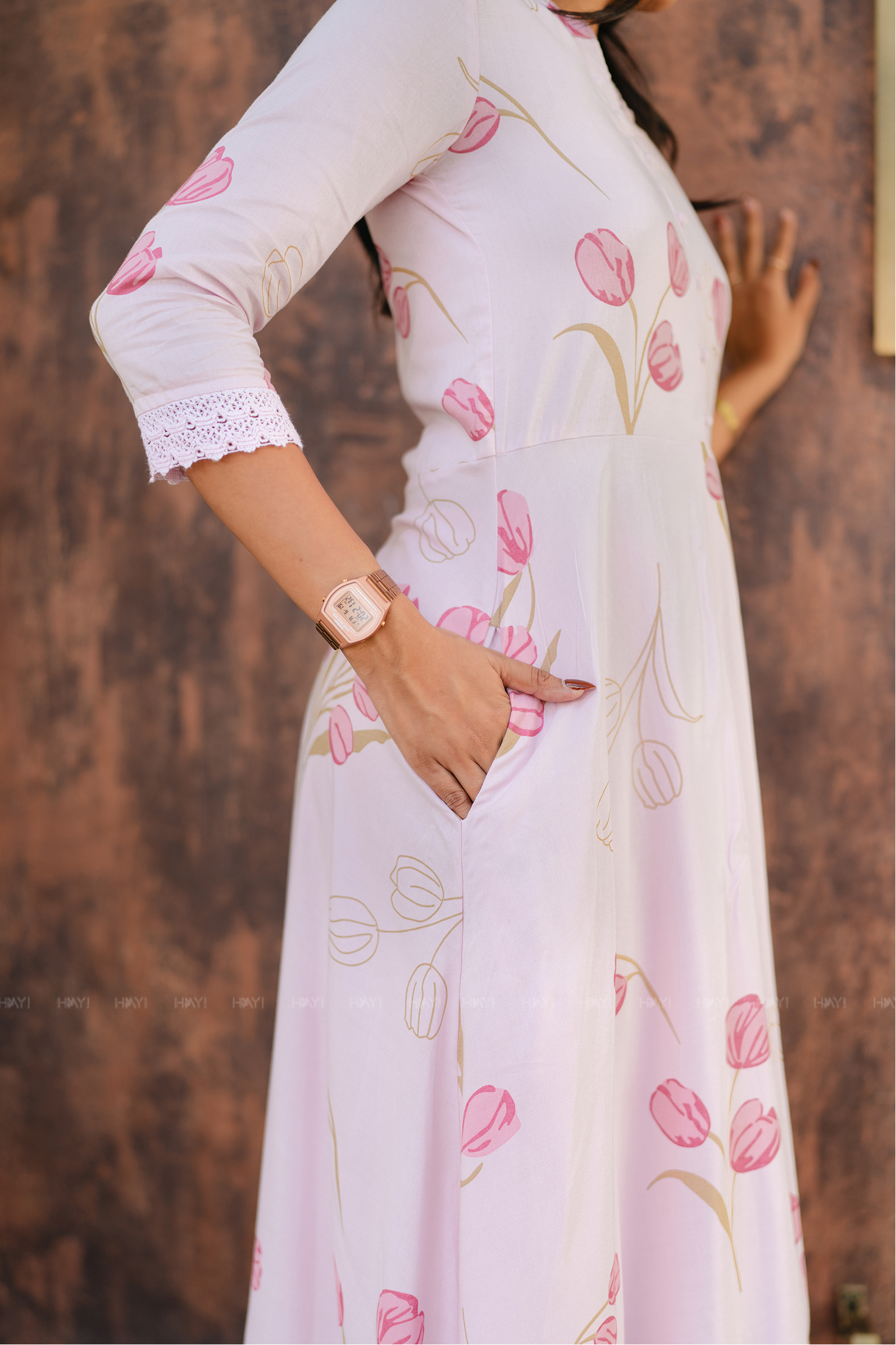 Rosey Tale Printed Pink Umbrella Outfit