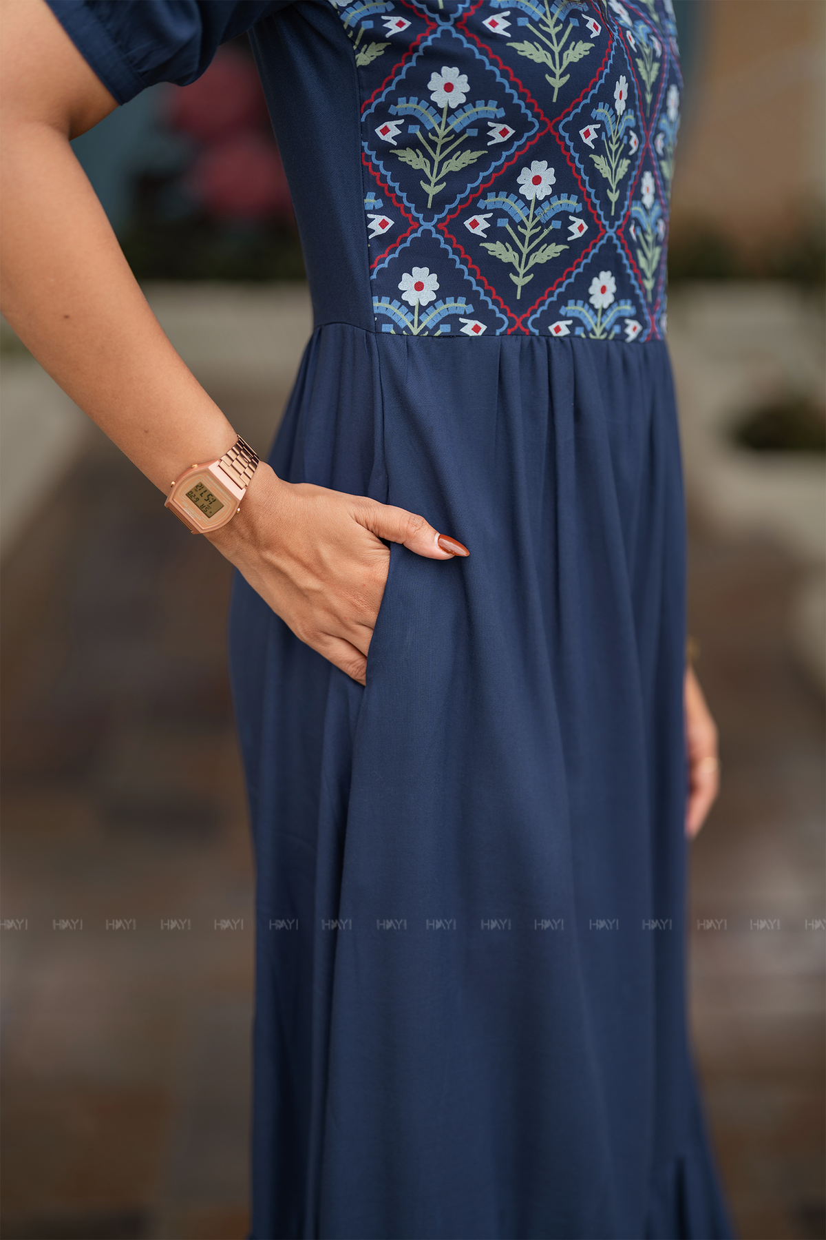 Mystic Indigo Flora Printed Dress