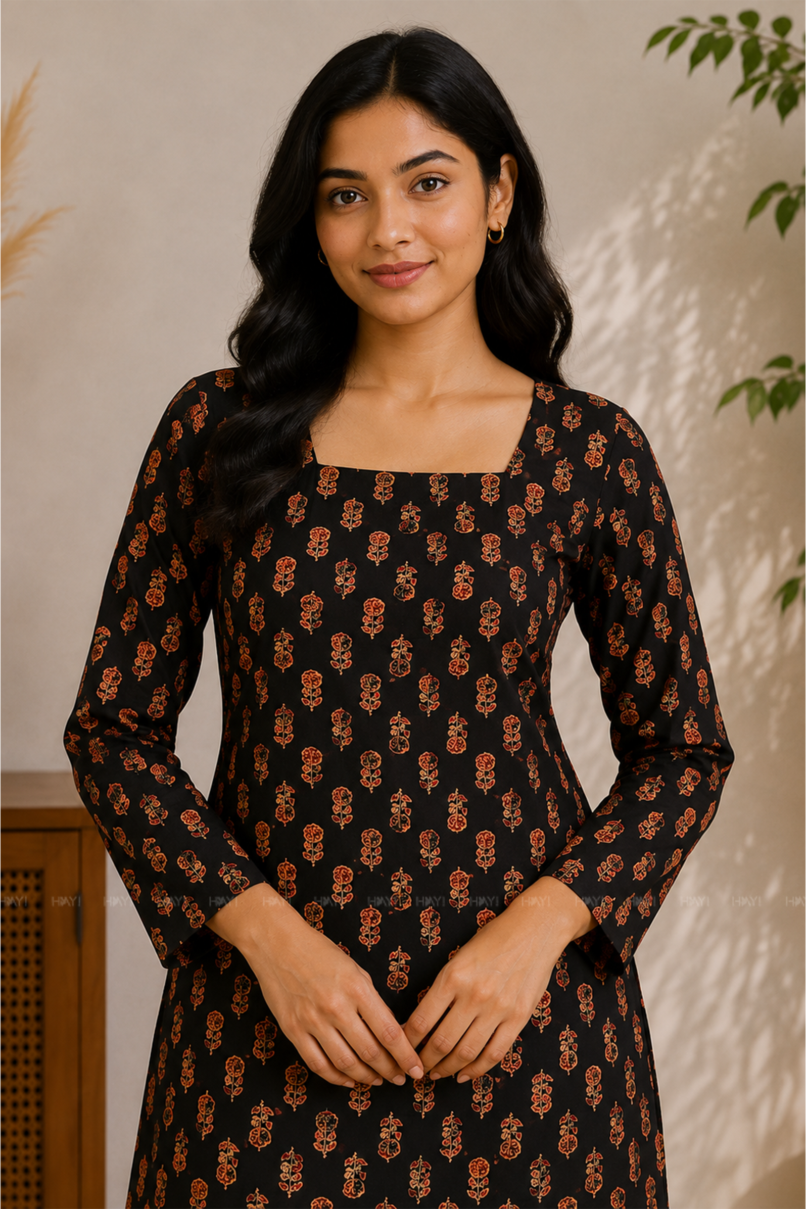 Chestnut Chic Printed Short Kurta