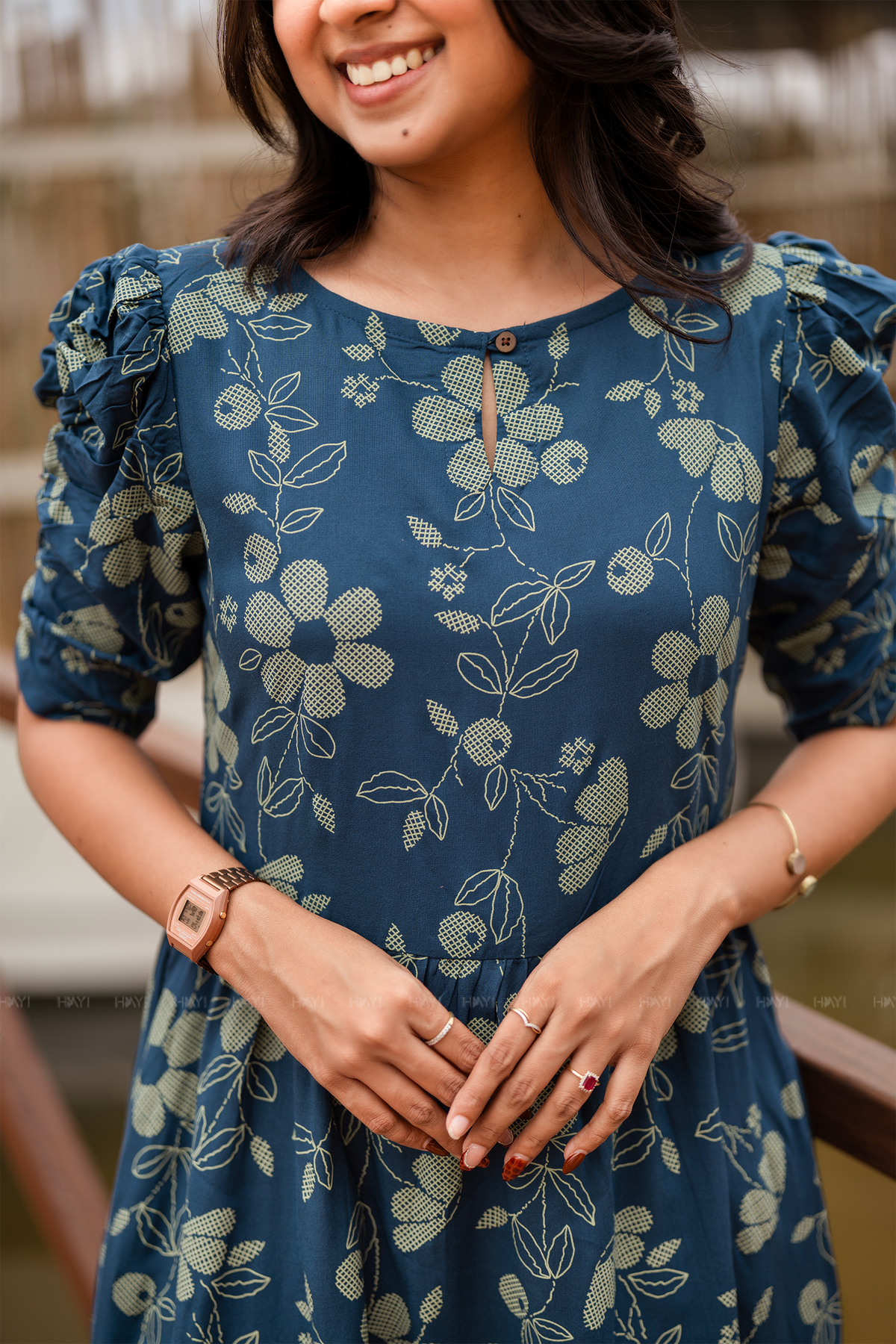 Sage Meadow Floral Printed Umbrella Outfit