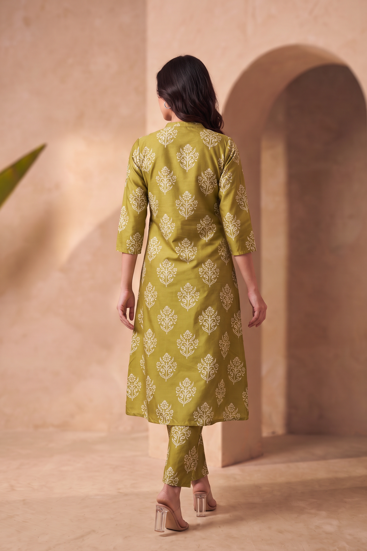 Floral Melodies Green Silk Blend Printed Co-ords Set