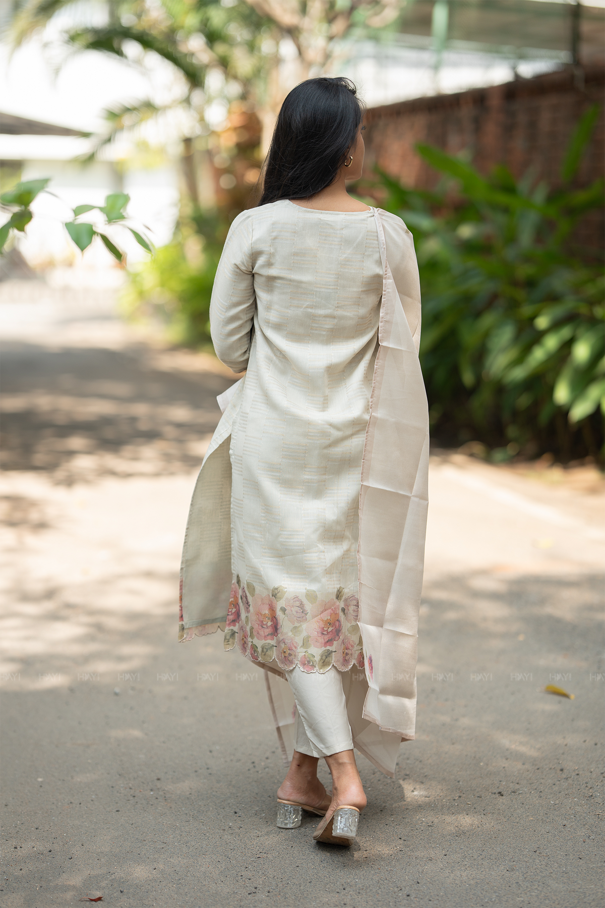 Rosvika Pearl Printed Tussar Checks Kurta Set with Dupatta