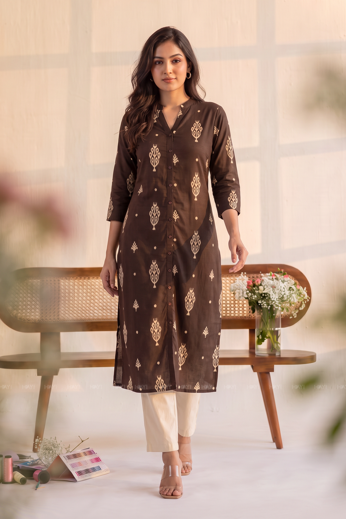 Woodland Muse Brown Viscose Printed Kurta