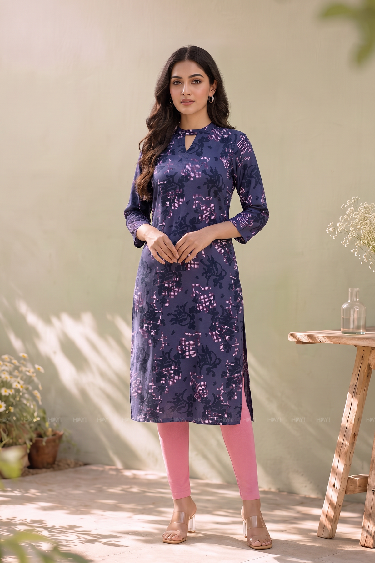 Blue Whisper Floral Kurti Viscose Kurta