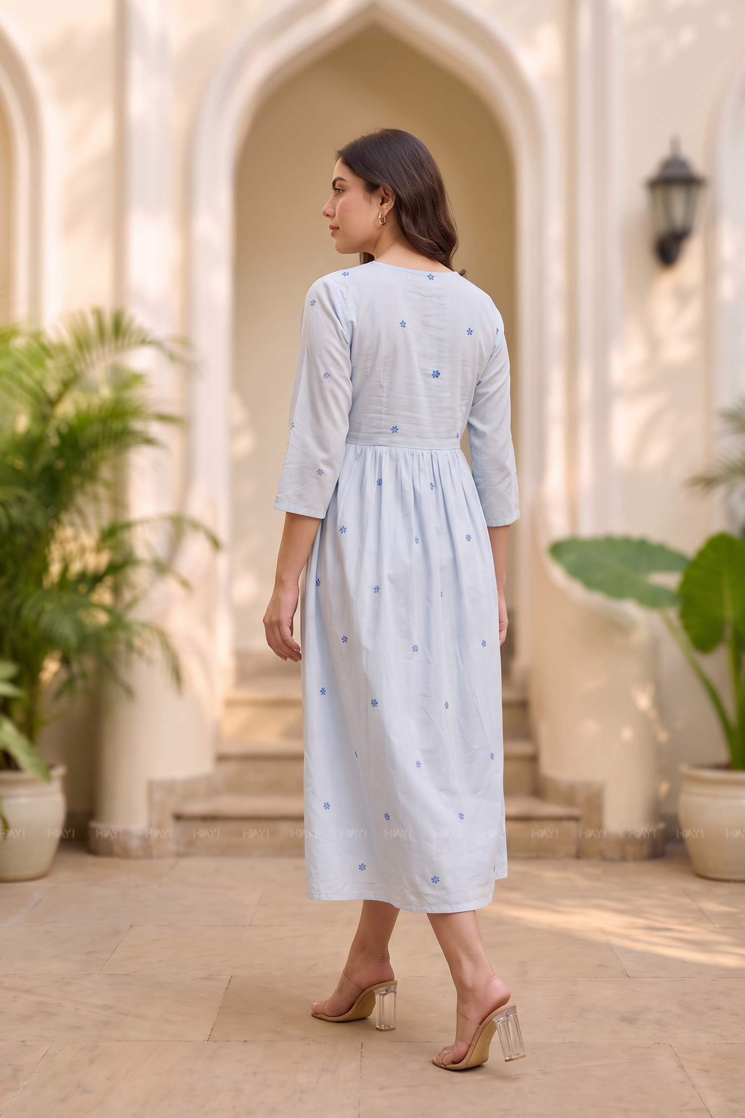 Bluebell Bloom Blue Floral Printed Maternity Maxi Dress