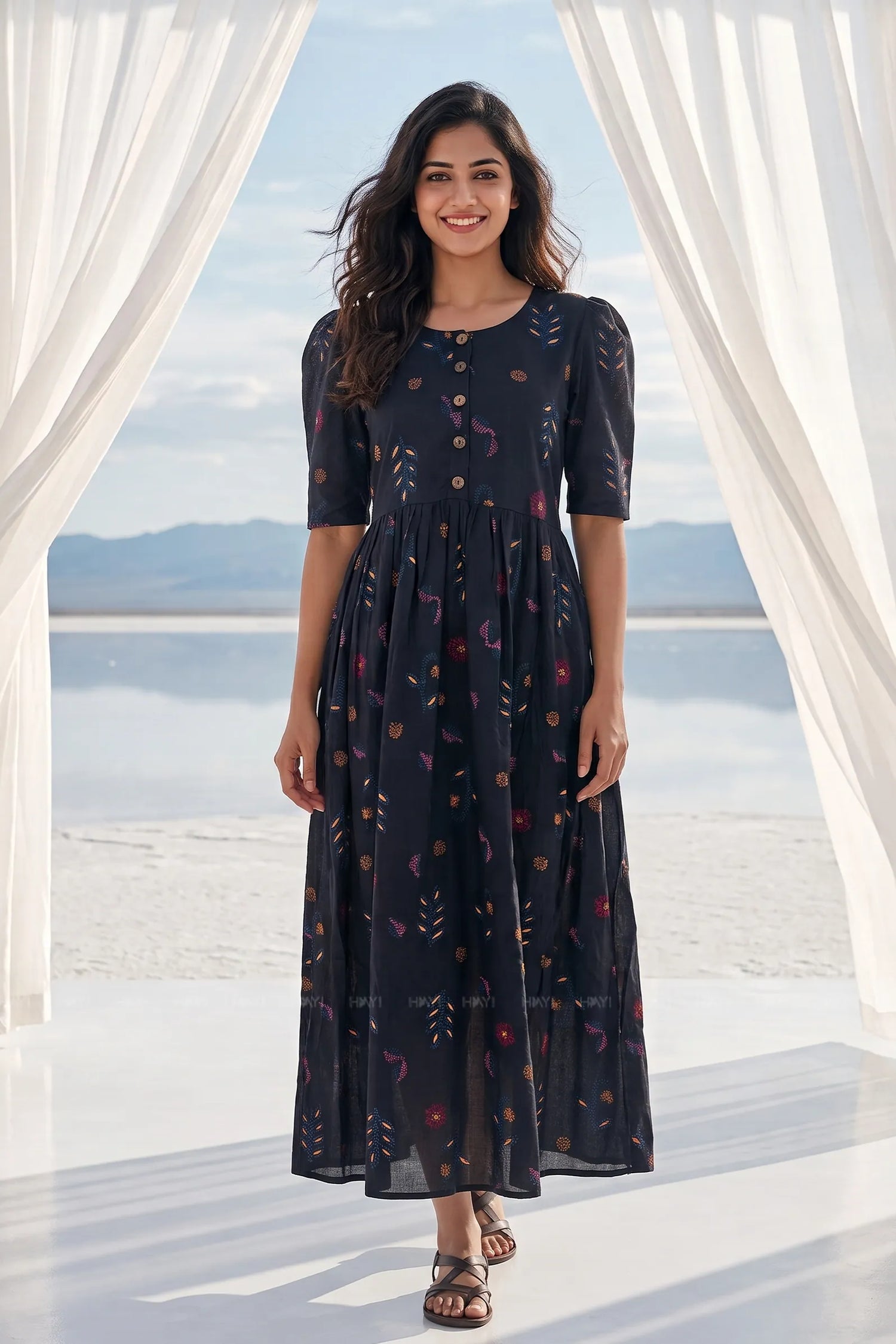 Autumn Muse Floral Charm Maternity and Feeding Maxi Dress