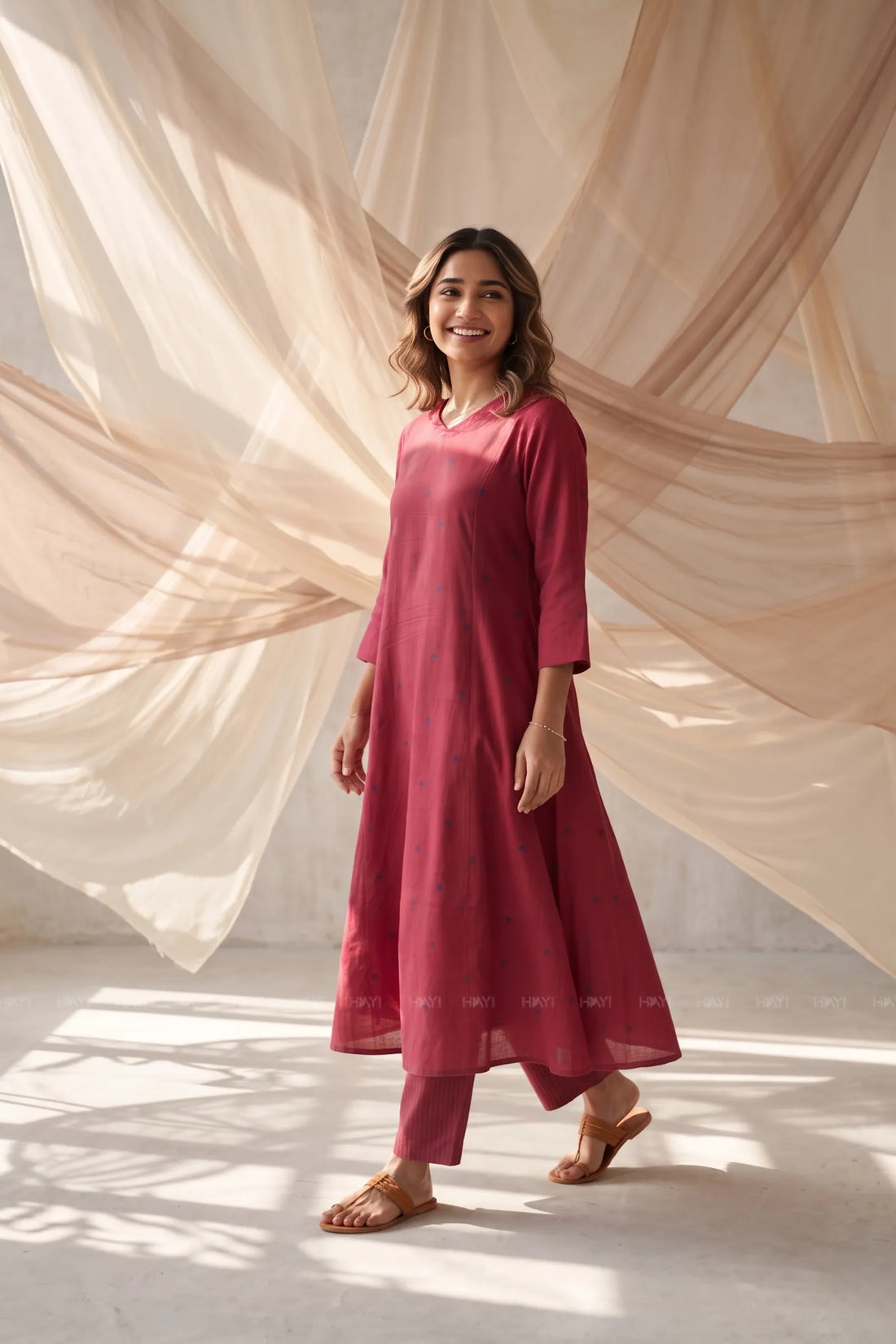 Berry Breez Red Printed Co-ord Set