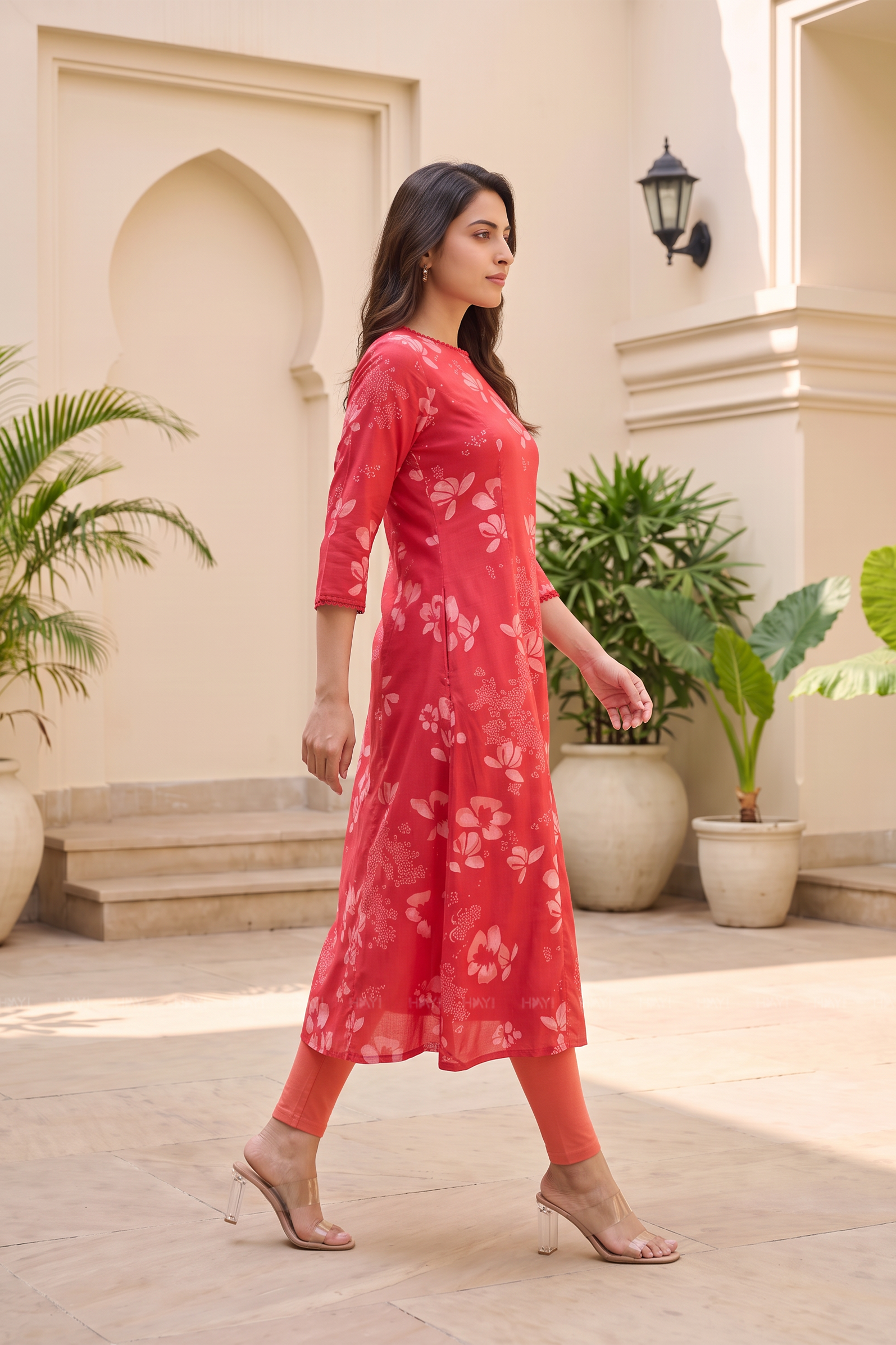 Pink Reverie Floral Printed A-Line Outfit