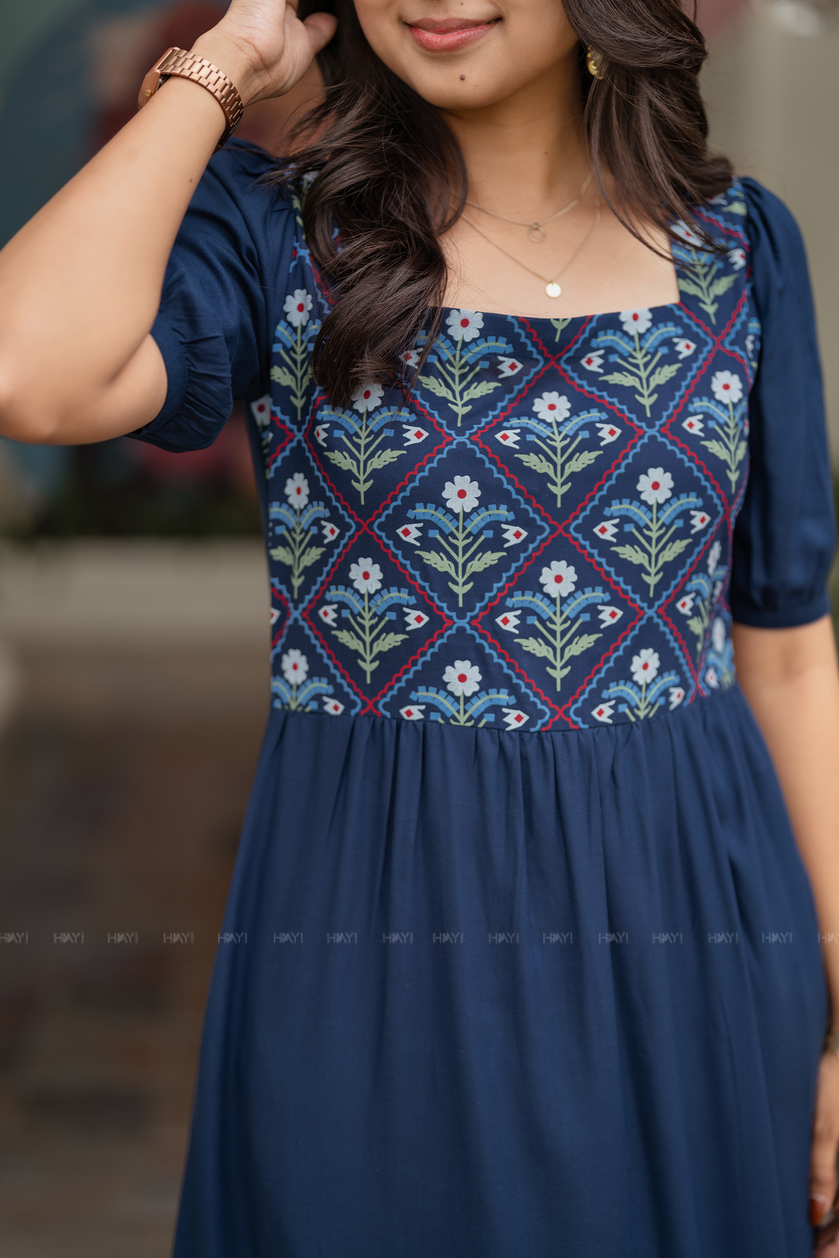 Mystic Indigo Flora Printed Dress