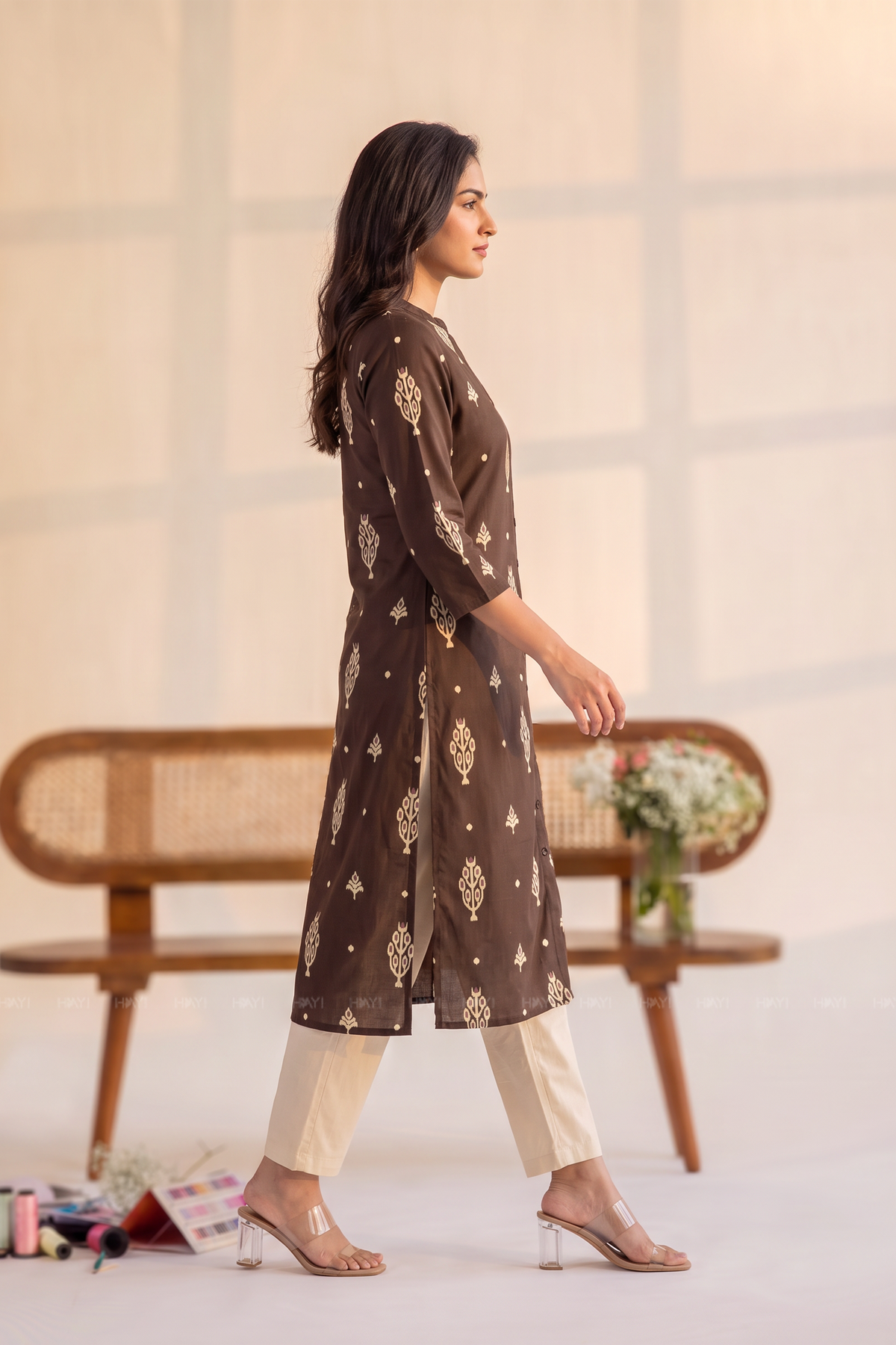 Woodland Muse Brown Viscose Printed Kurta