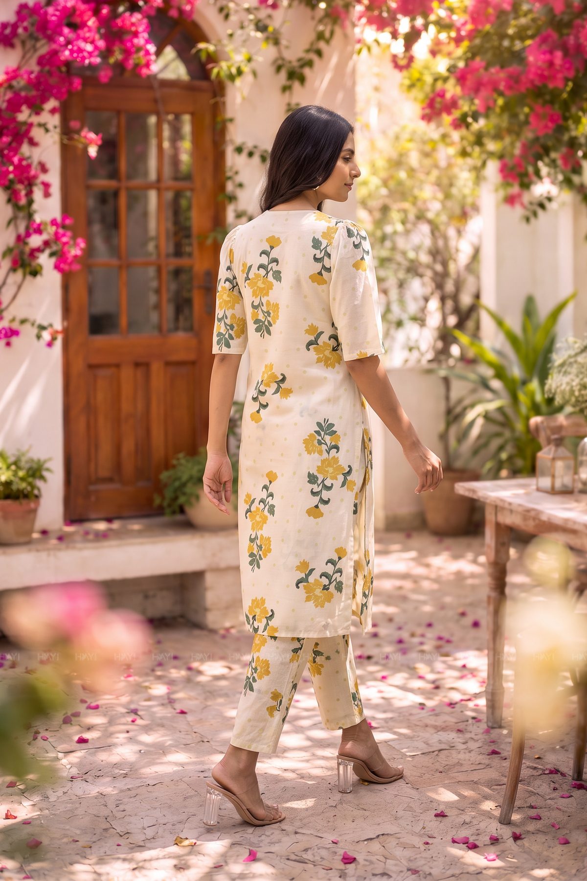 Meadowray Beige Printed Elegant Ensemble