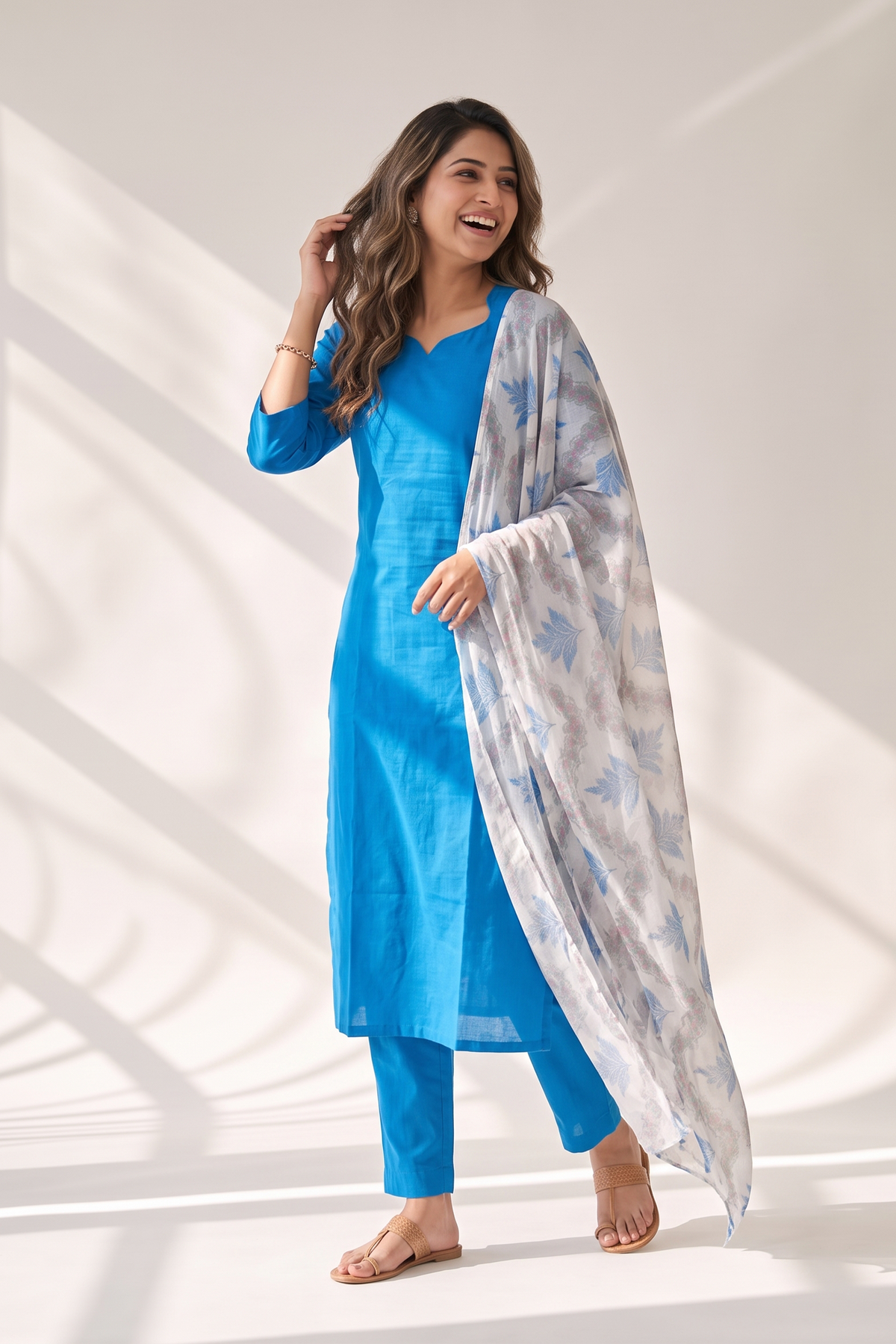 Neeisha Solid 2 Piece Raw Silk Blend Kurta with Dupatta