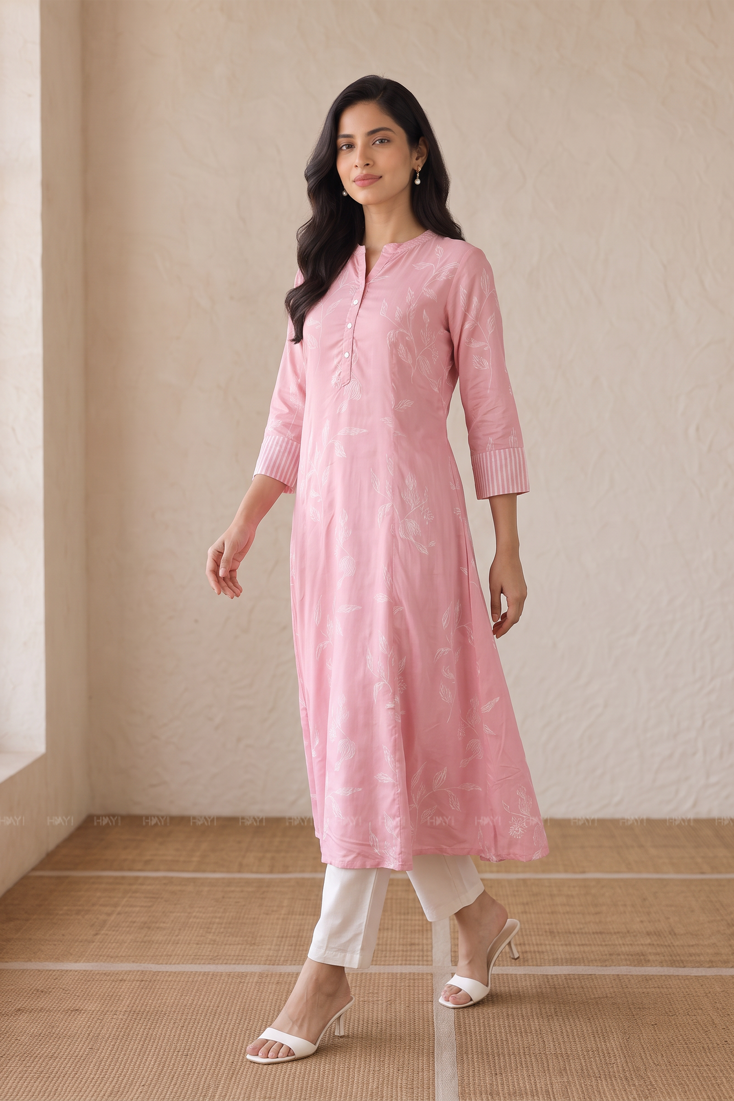 Blush Botanica Pink Printed A-Line Kurta