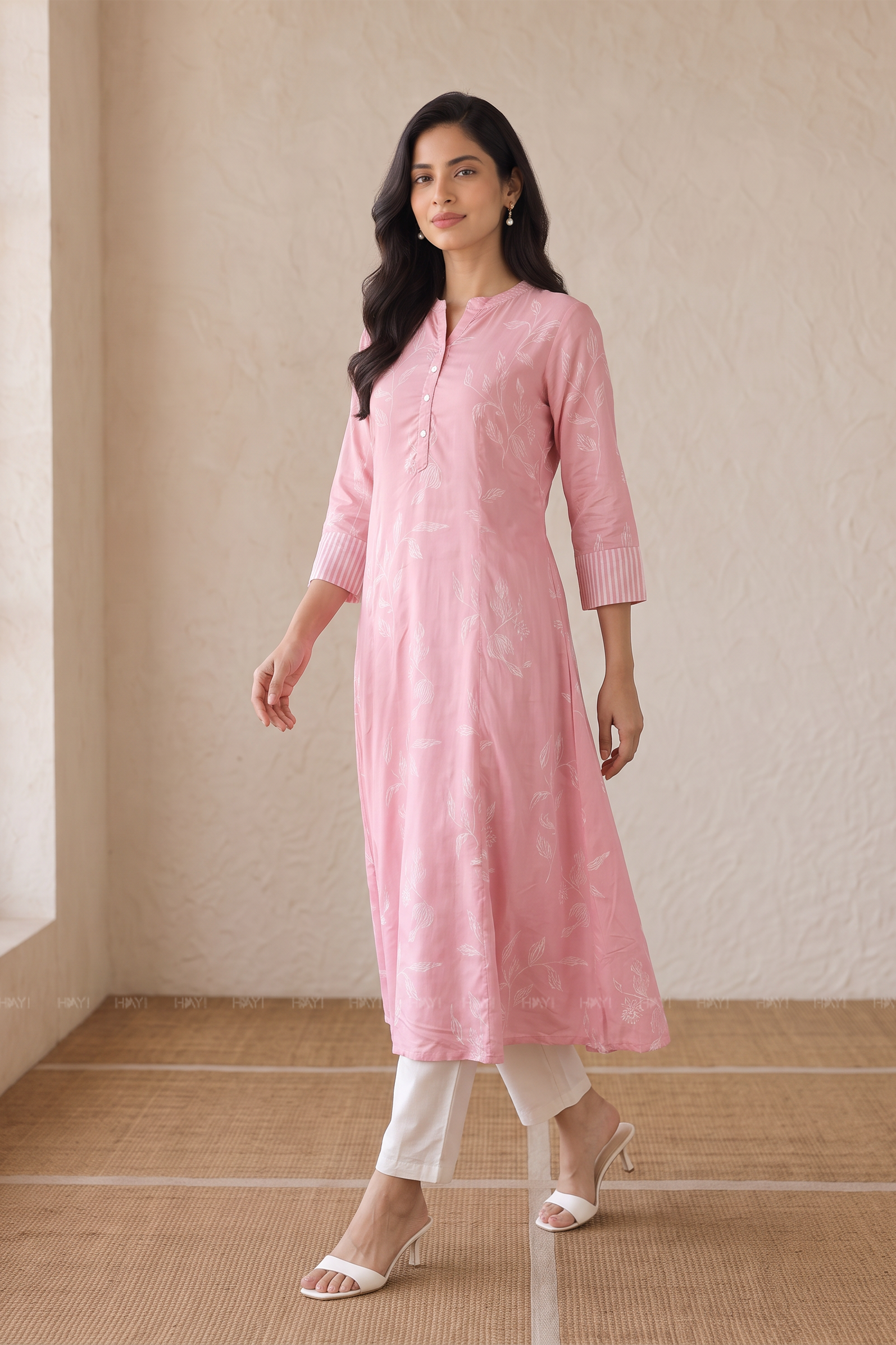 Blush Botanica Pink Printed A-Line Kurta