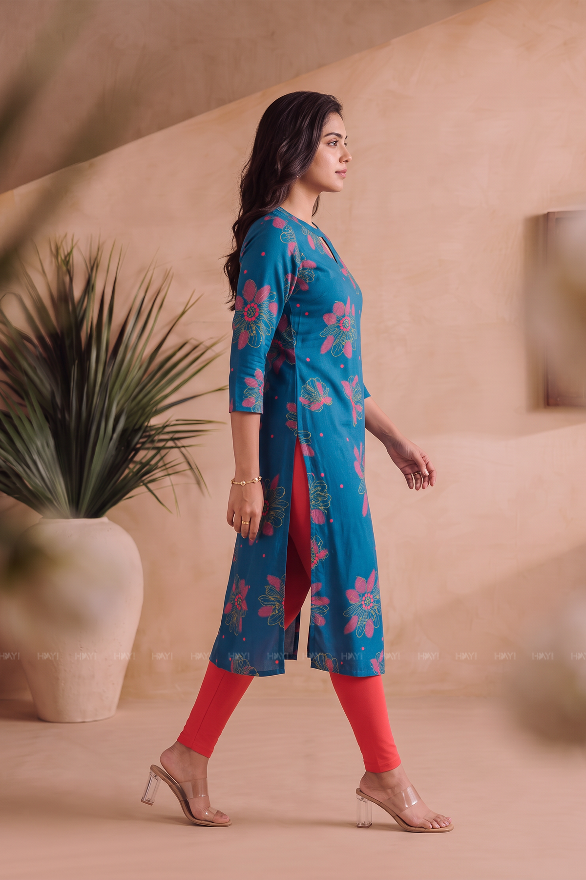 Dahlia Dream Teal Viscose Printed Kurta