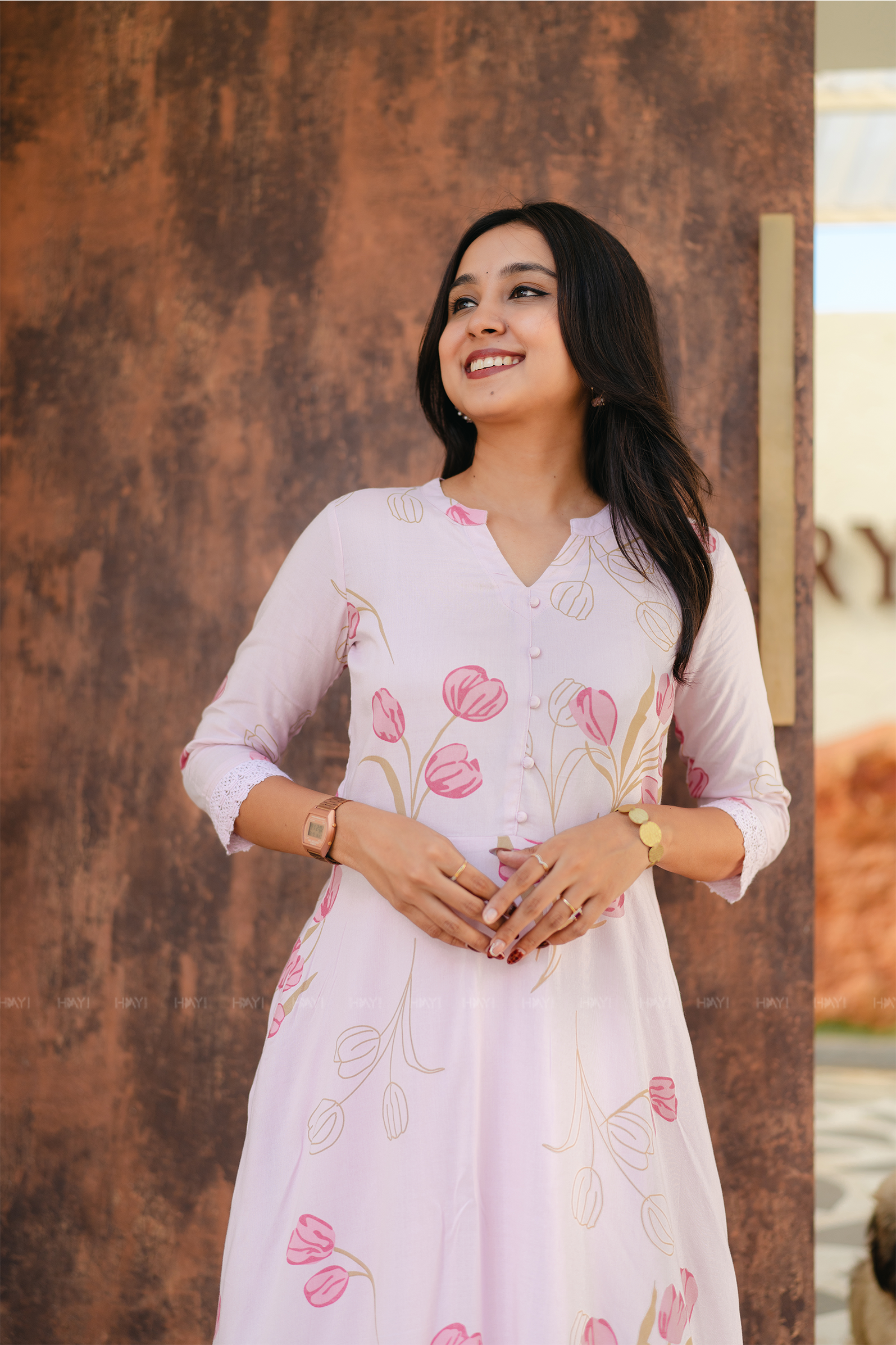 Rosey Tale Printed Pink Umbrella Outfit