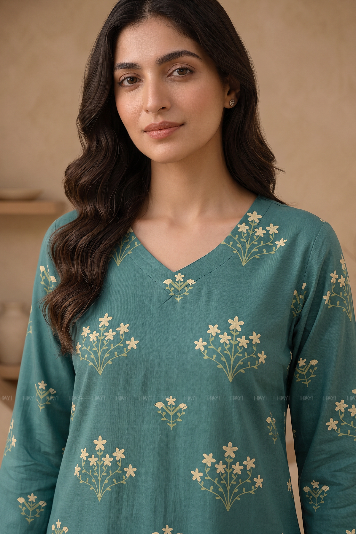 Floral Sage Floral Printed Straight Kurta