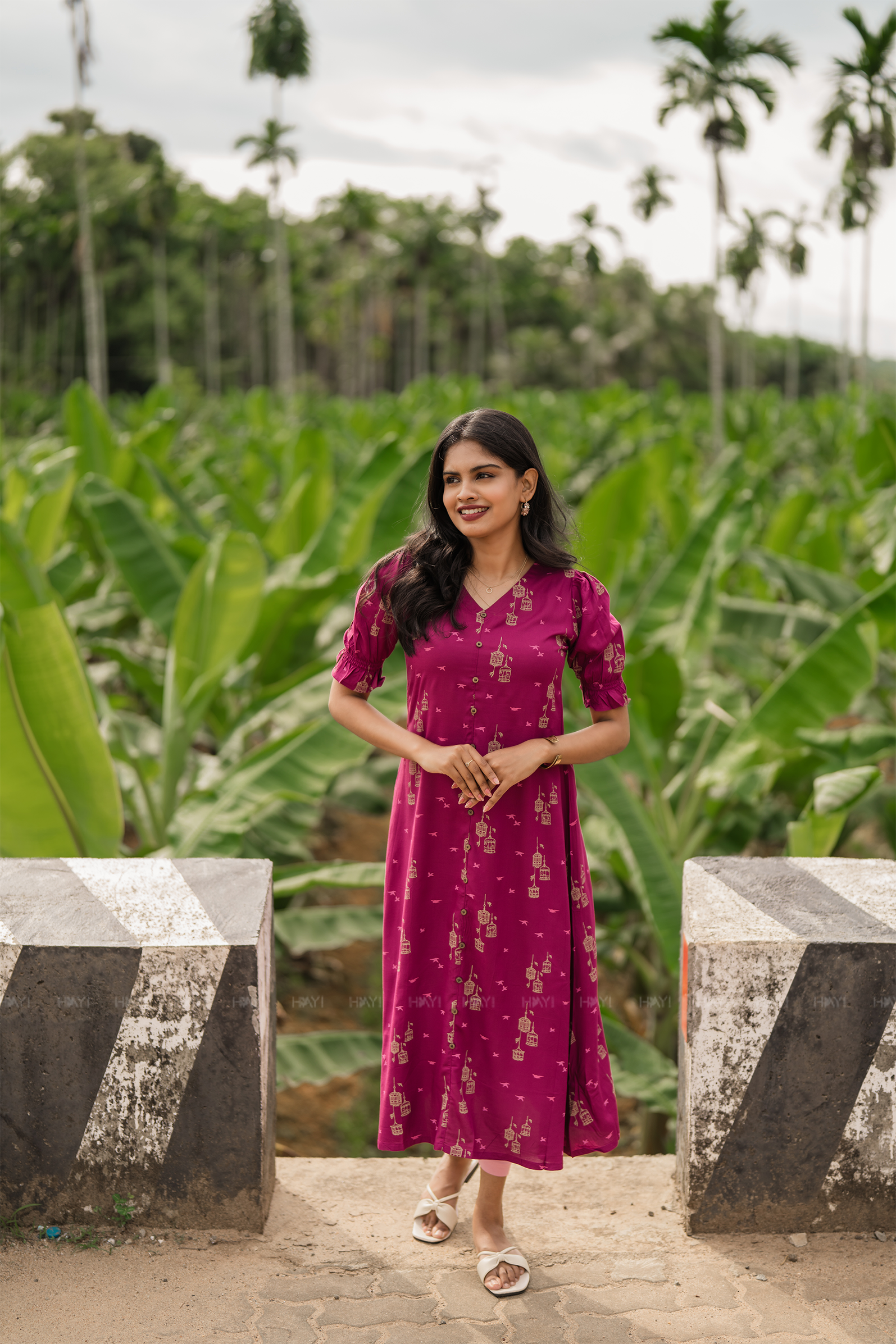 Freewing Tale Magenta Printed Viscose Kurta