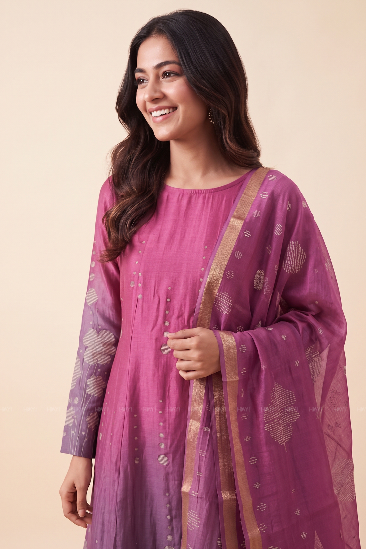 Rosy Muse Printed 2 Piece Bombay Silk Blend Kurta with Dupatta