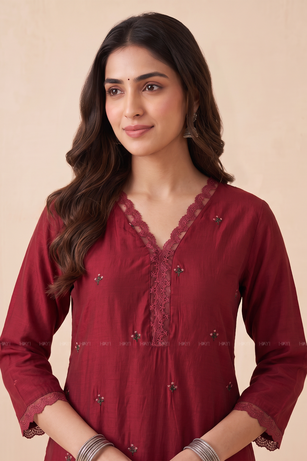 Althea Paisley Red Silk Blend Embroidered 3-Piece Kurta Set